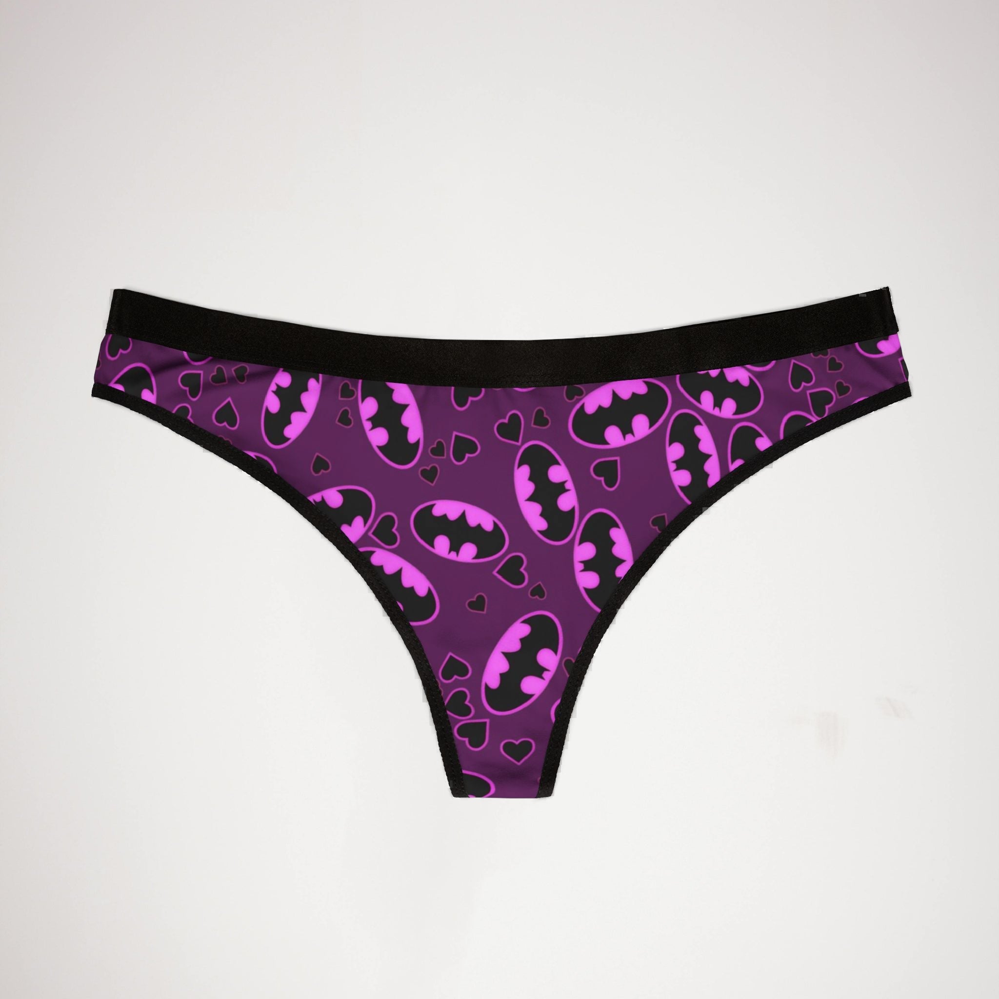 Women's thongs batman hearts valentine love purple