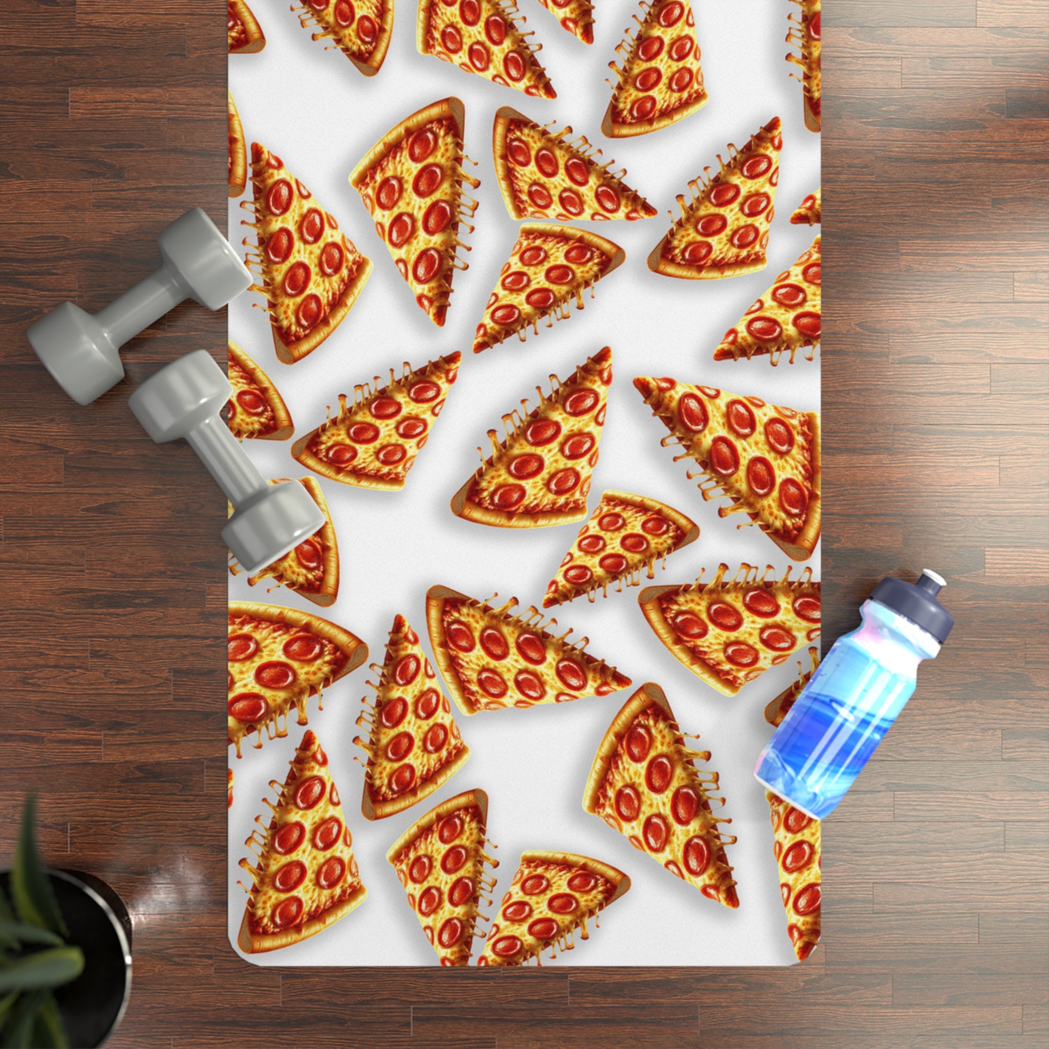 Rubber yoga mat pizza white