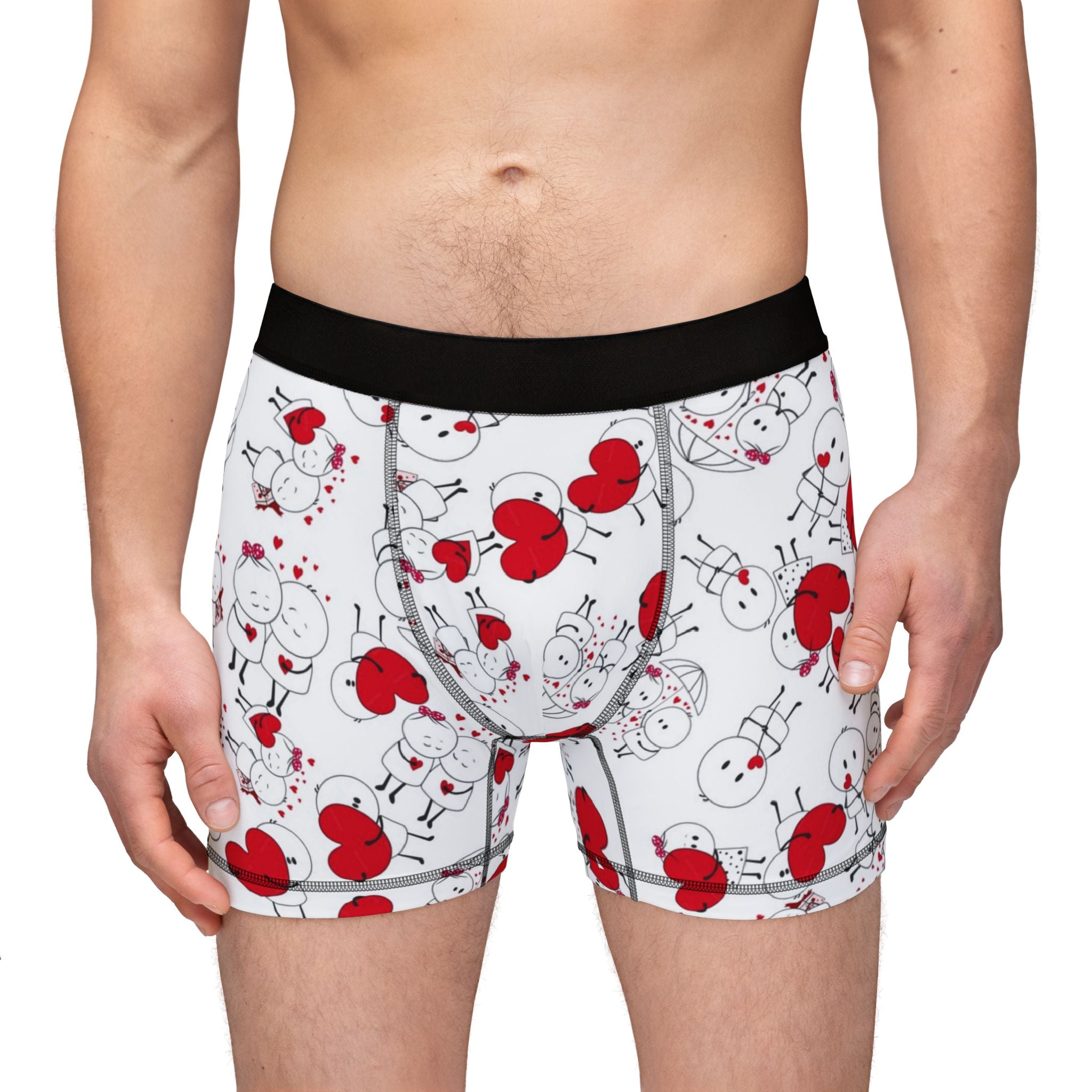 Men's boxers cute valentine love white