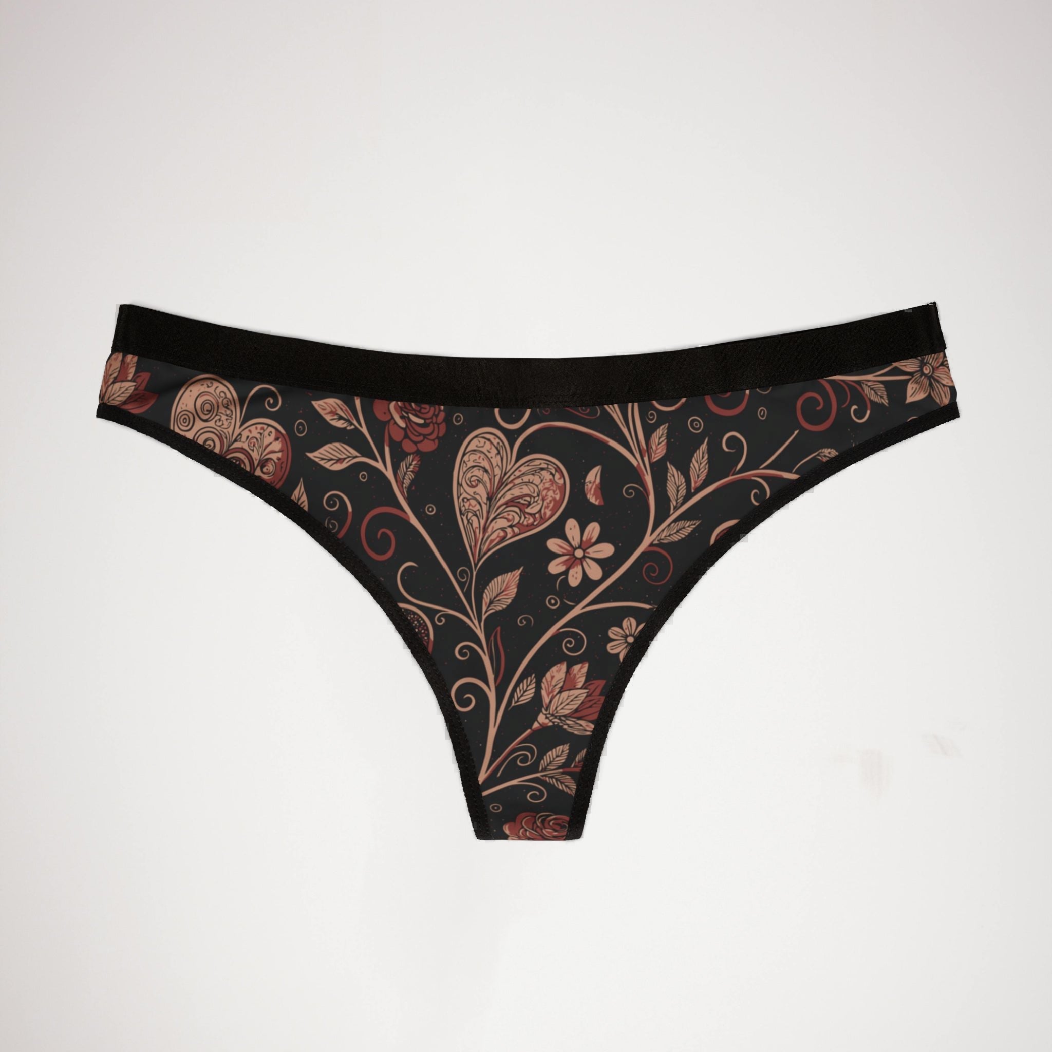 Women's thongs valentine heart retro one