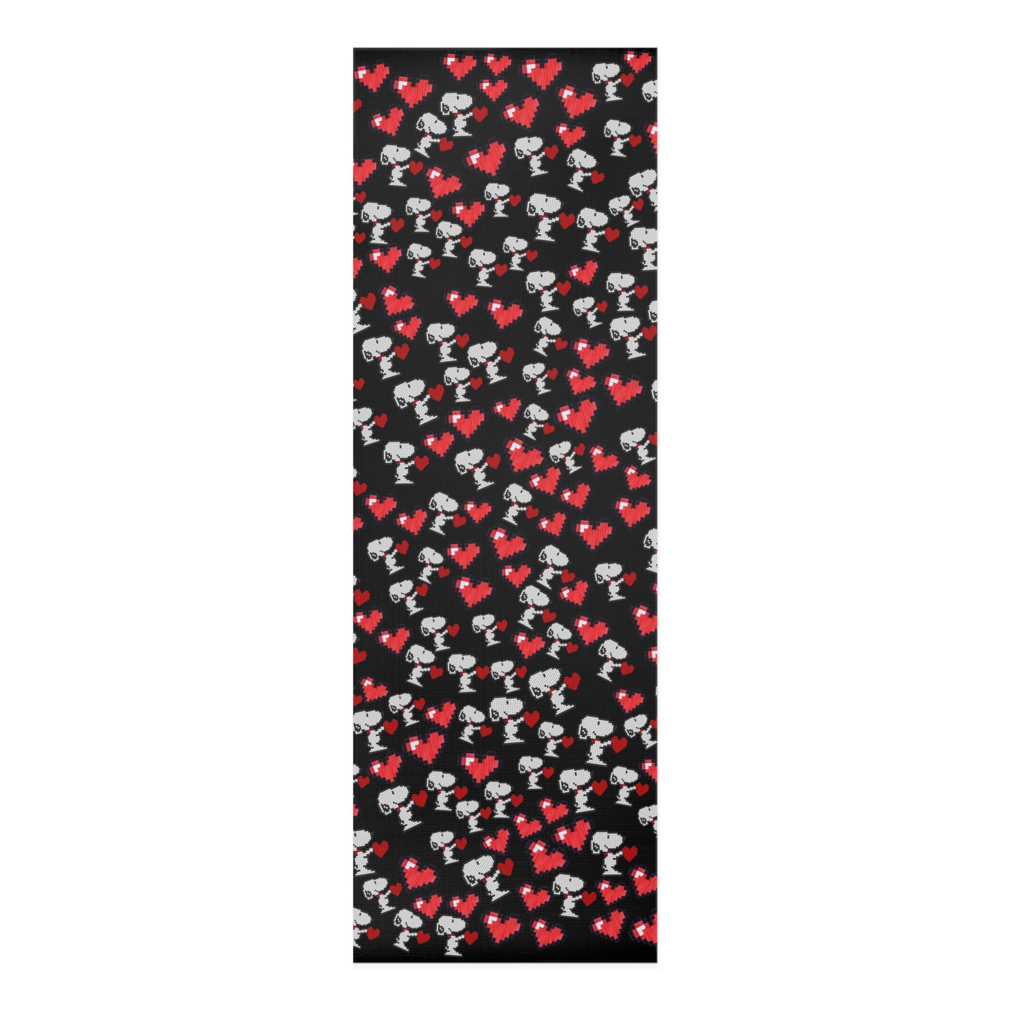 Foam yoga mat snoopy hearts valentine black