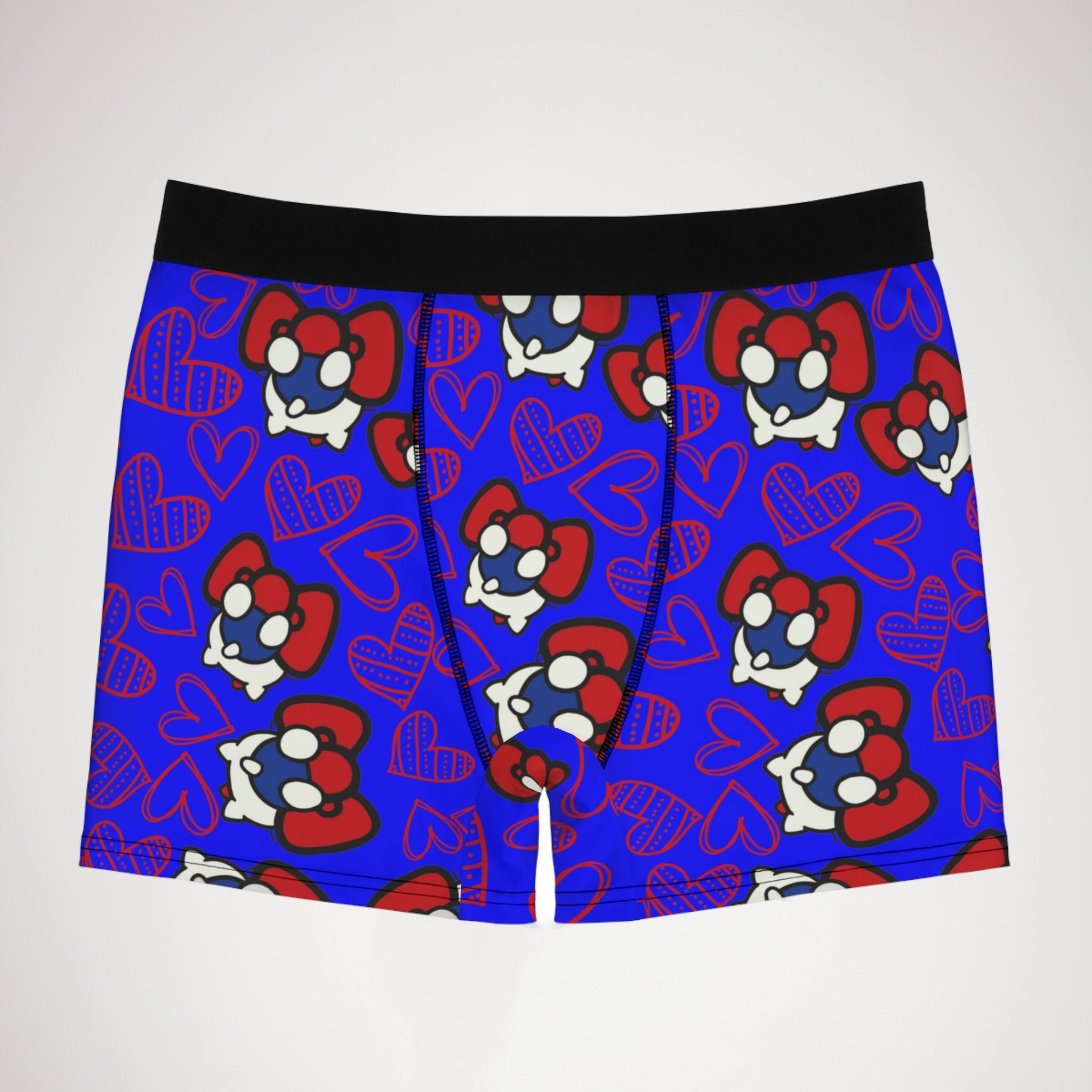 Men's boxer briefs cherry kitty back heart blue