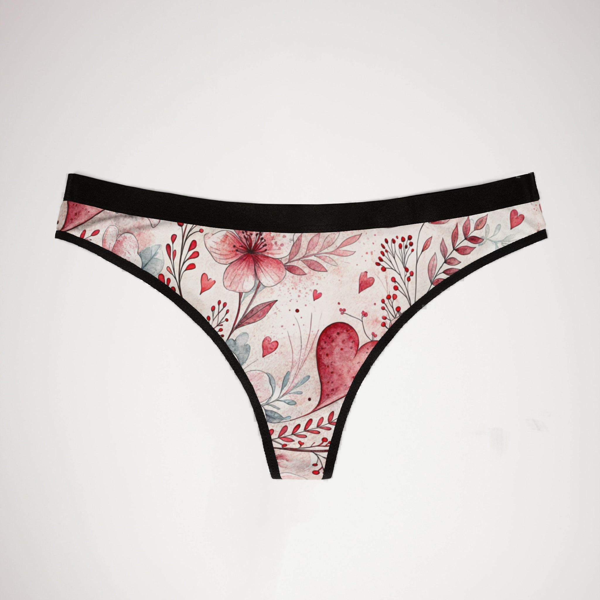 Women's thongs romantic watercolor wedding anniversary