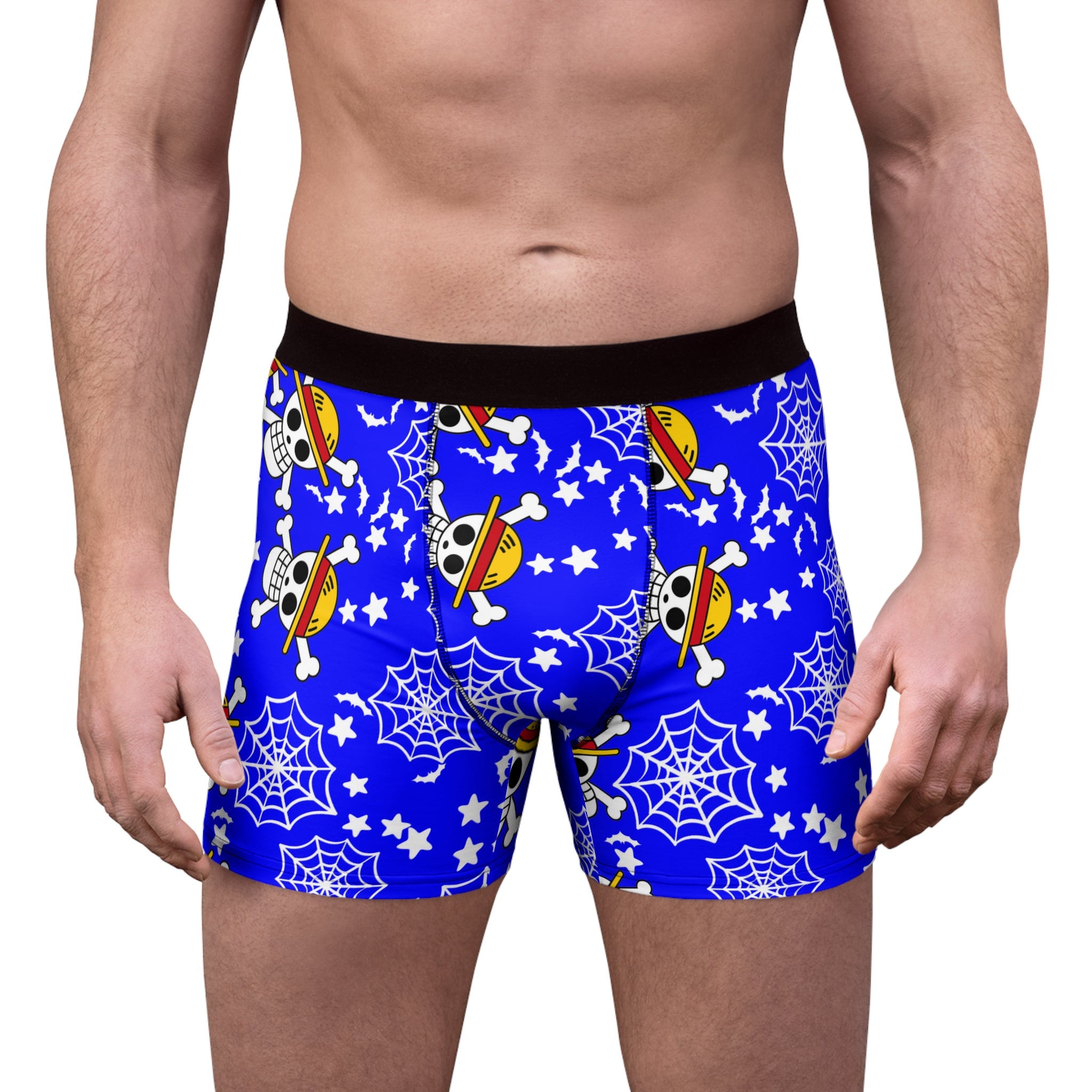 Men's boxer briefs skull anime bats pumpkin halloween blue