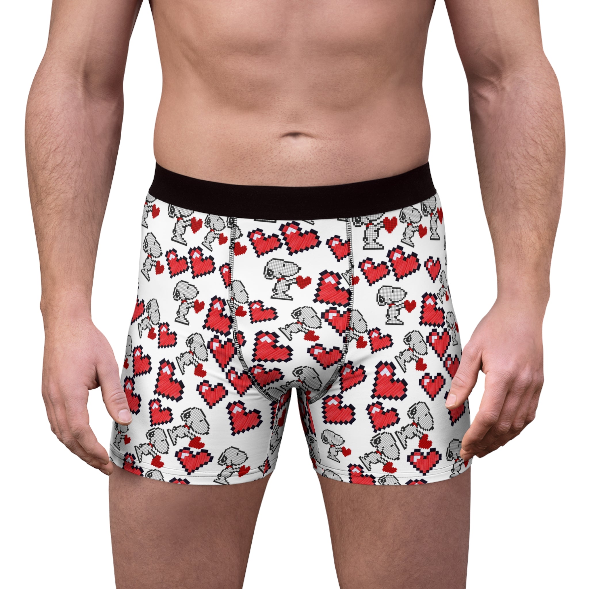 Men's boxer briefs snoopy hearts valentine white