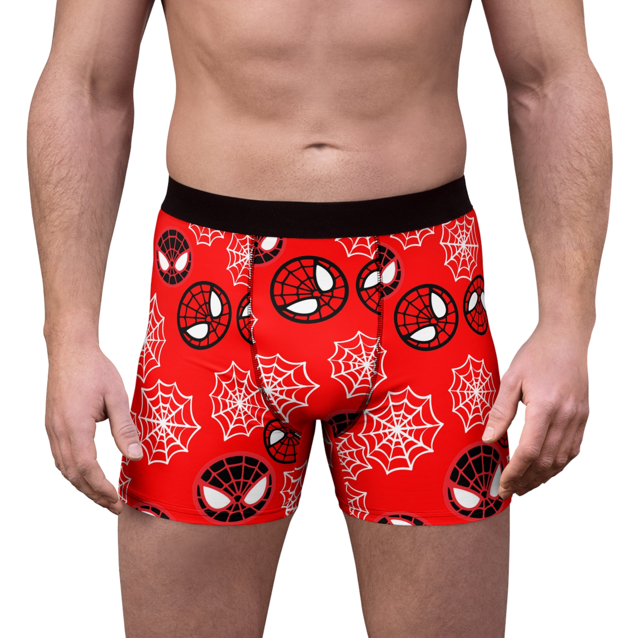 Men's boxer briefs spider circle web red