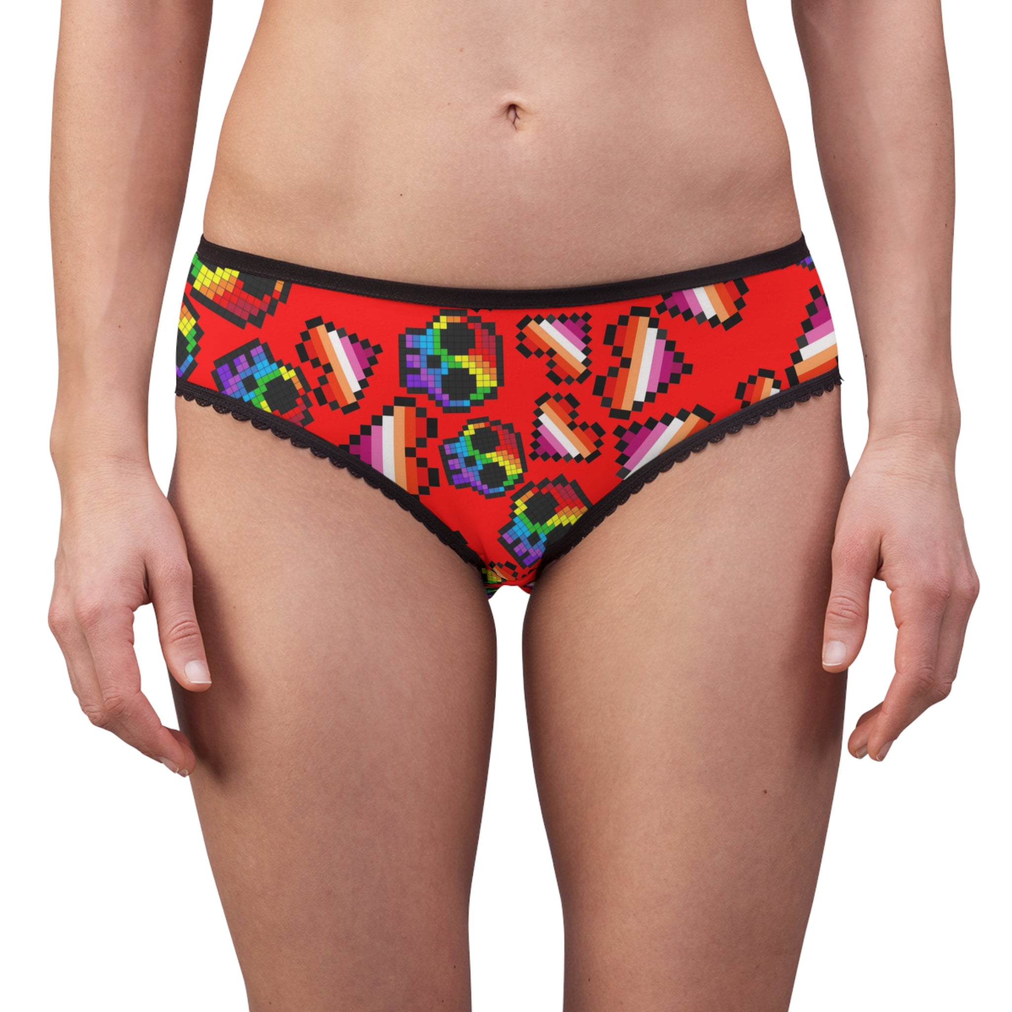 Women's briefs lgbt pride skull heart Halloween red