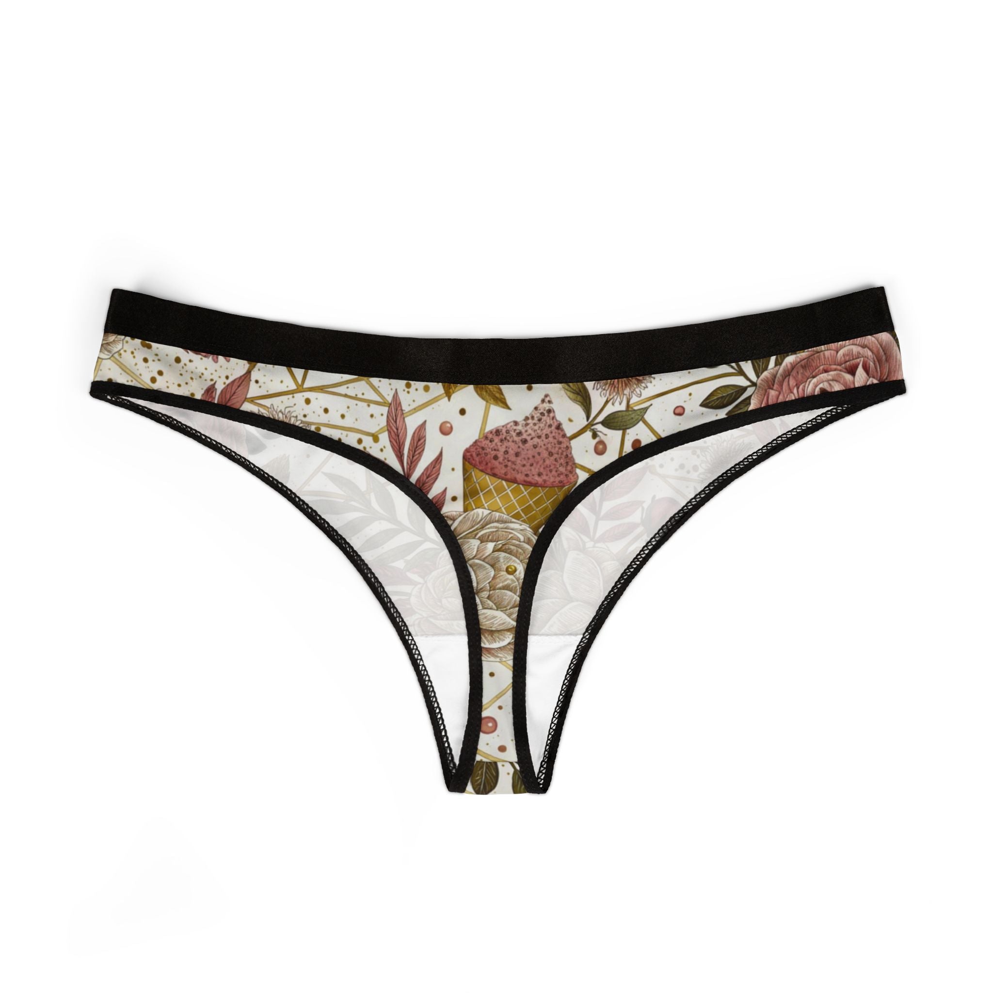 Women's thongs floral ice cream