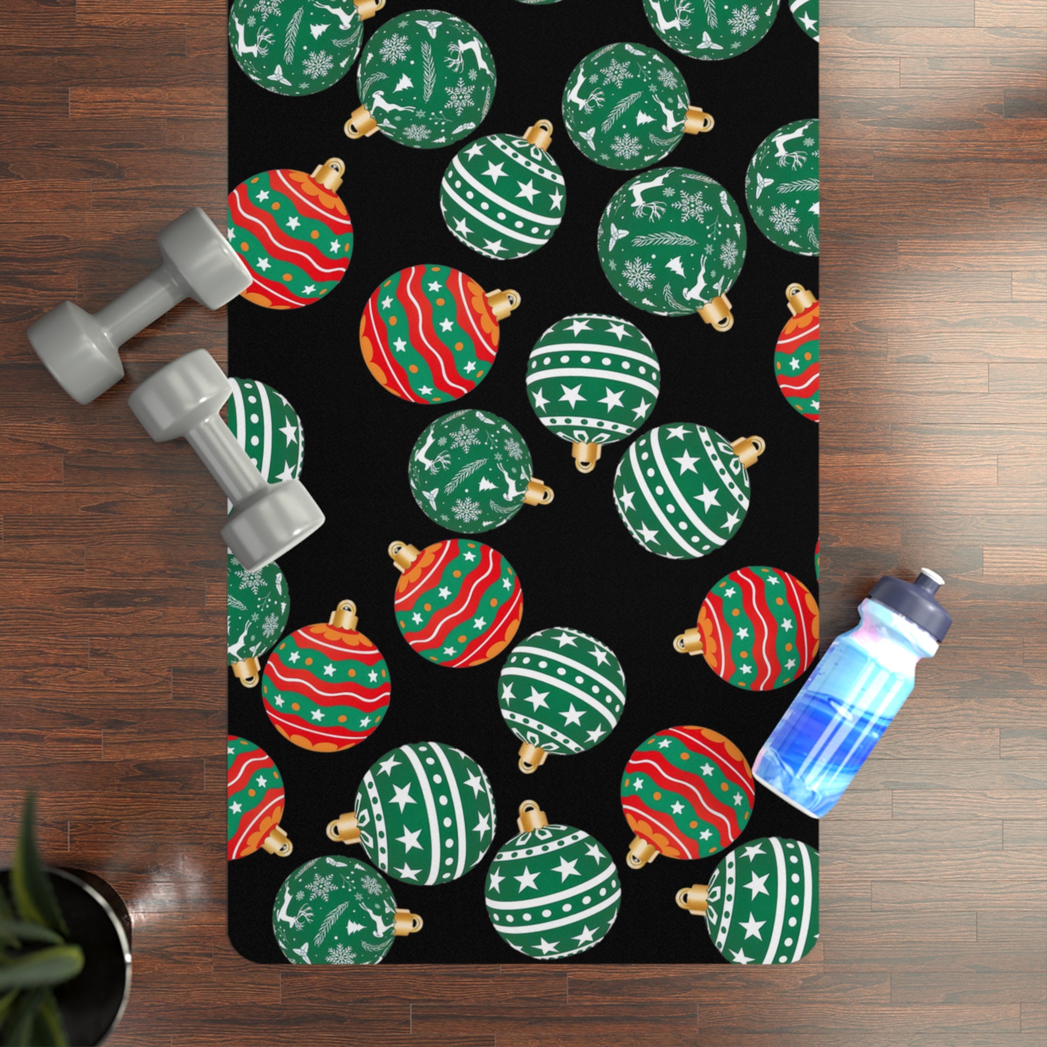 Rubber yoga mat christmas ornaments noel black