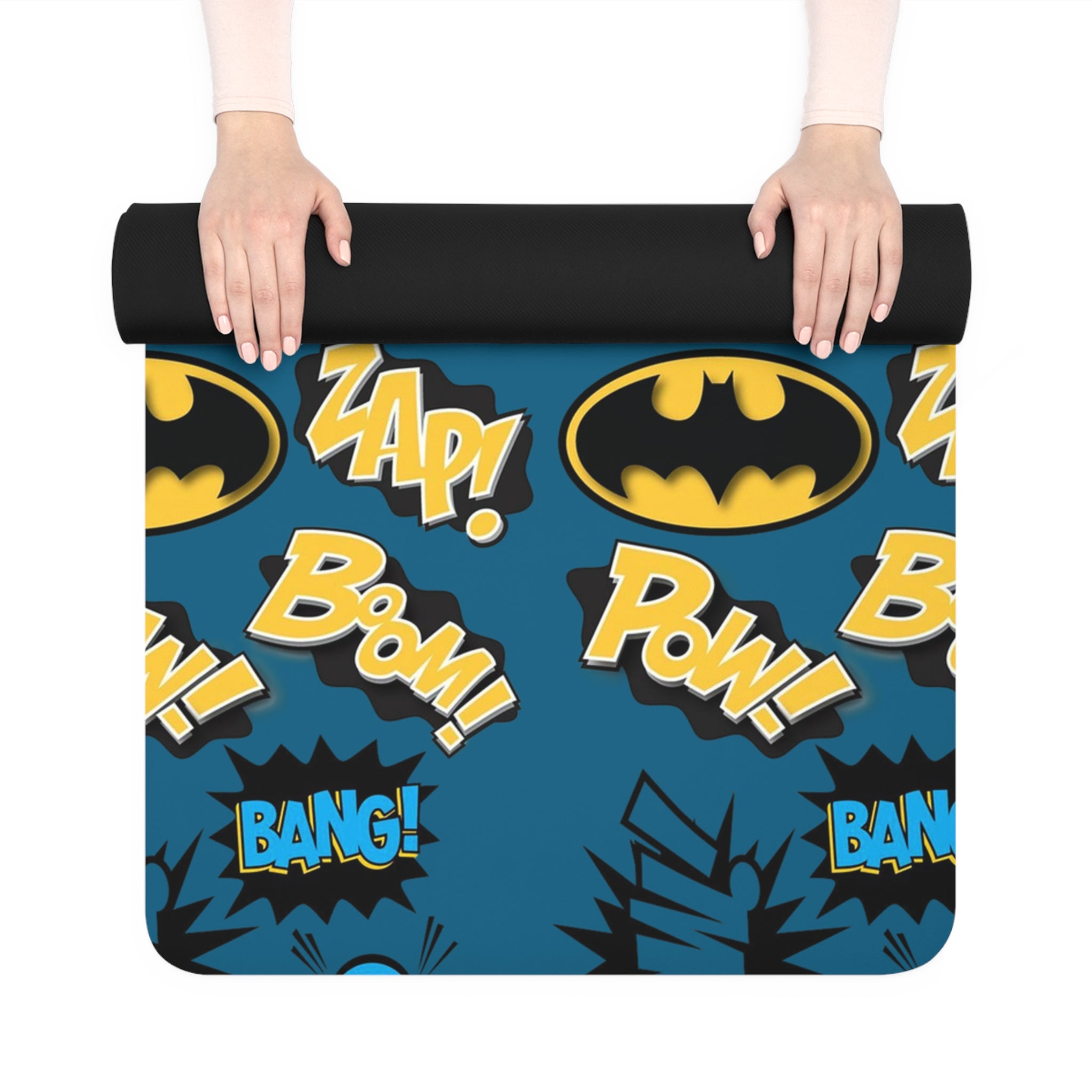 Rubber yoga mat batman sounds blue