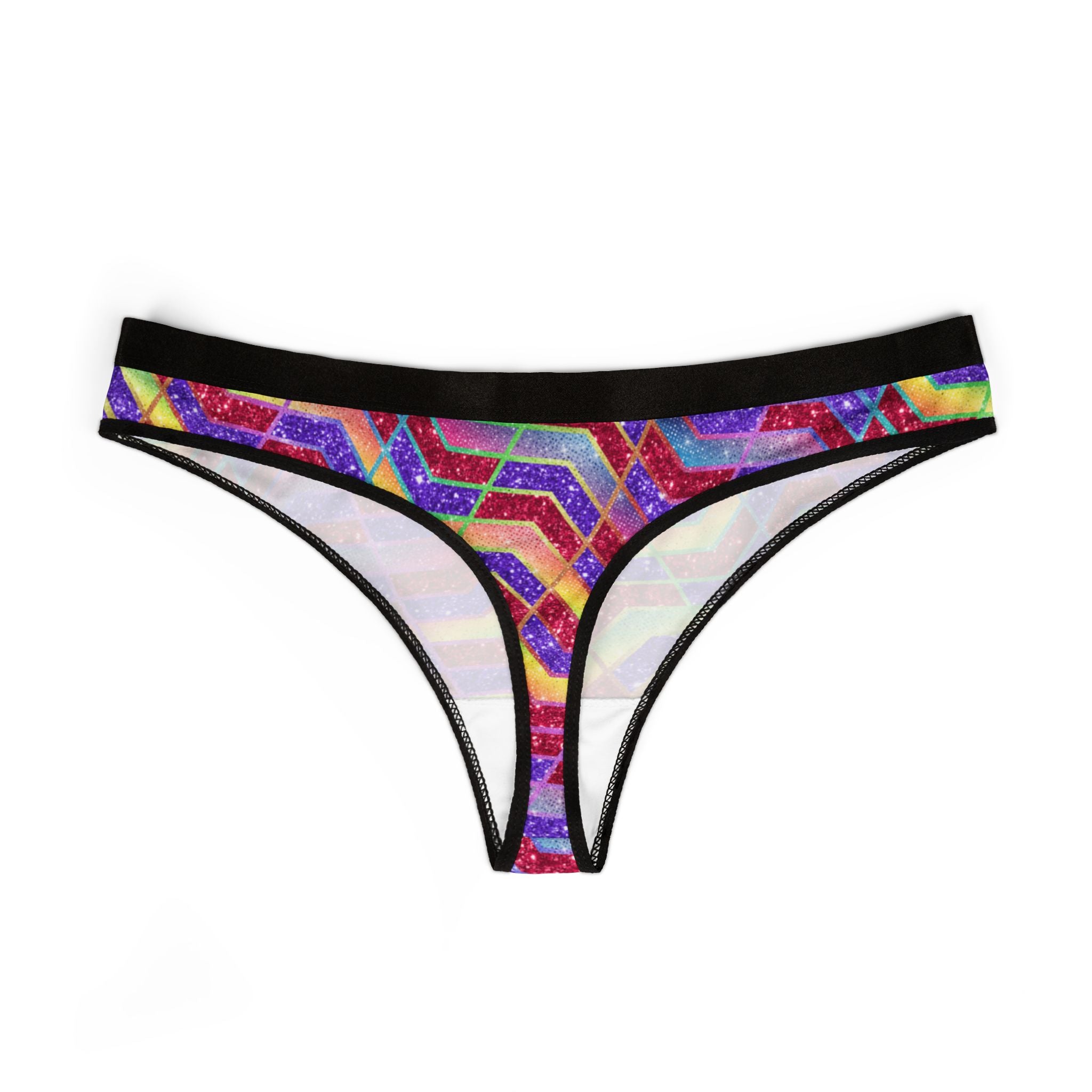 Women's thongs rainbow glitter