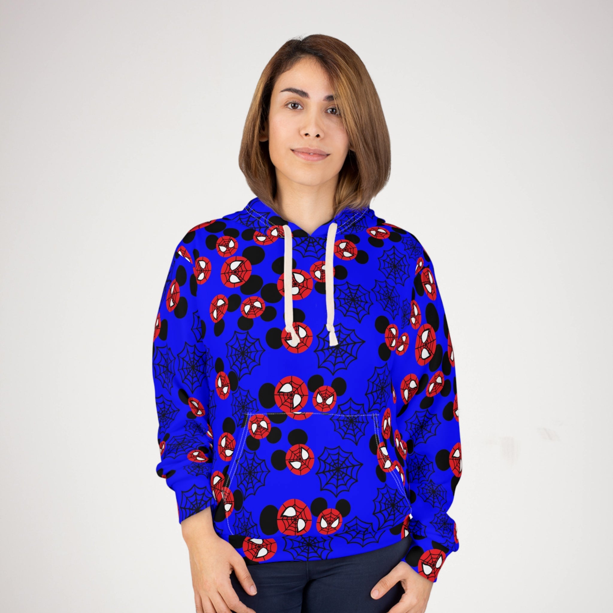 Unisex pullover hoodie spider mickey web blue