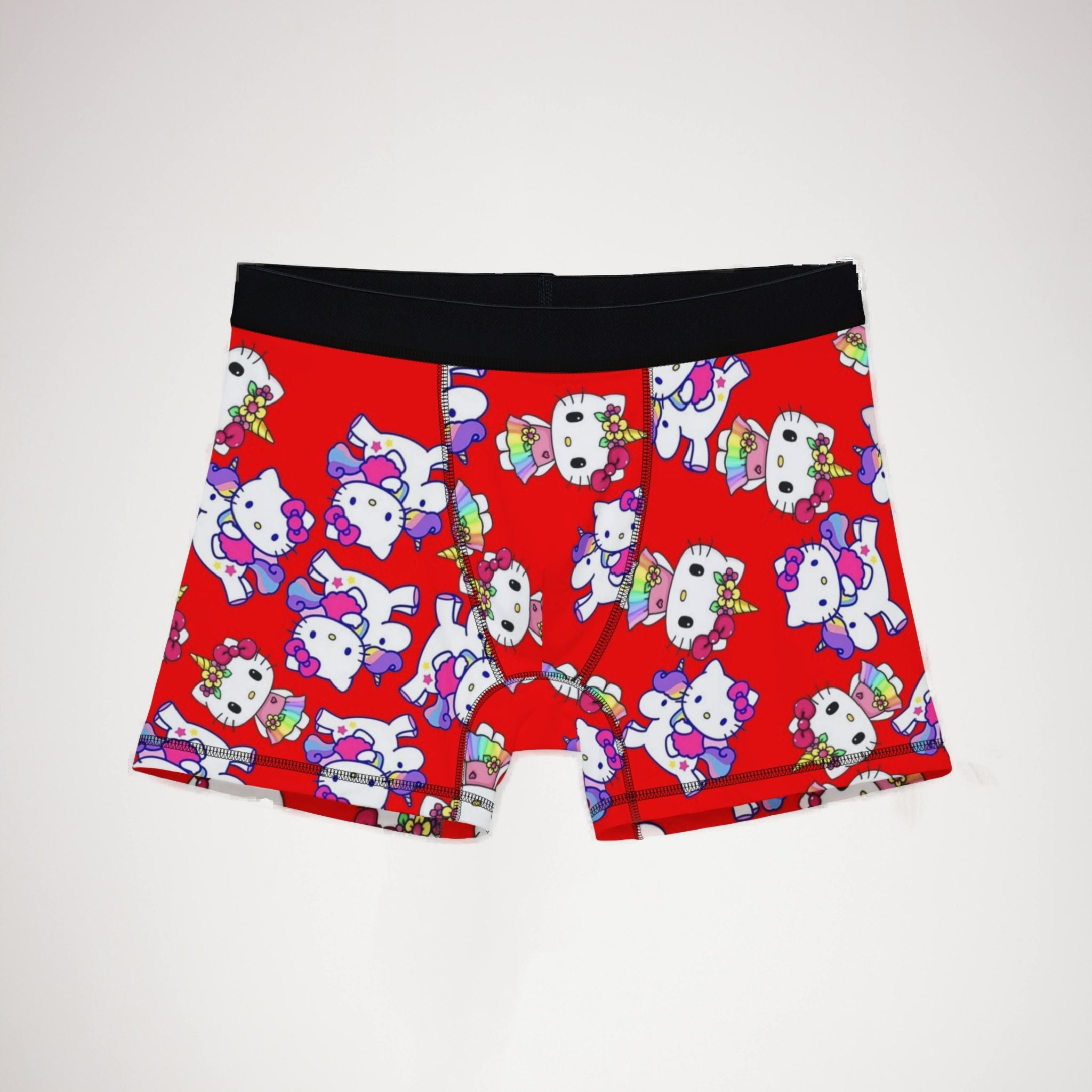 Men's boxers kitty unicorn rainbow valentine love red