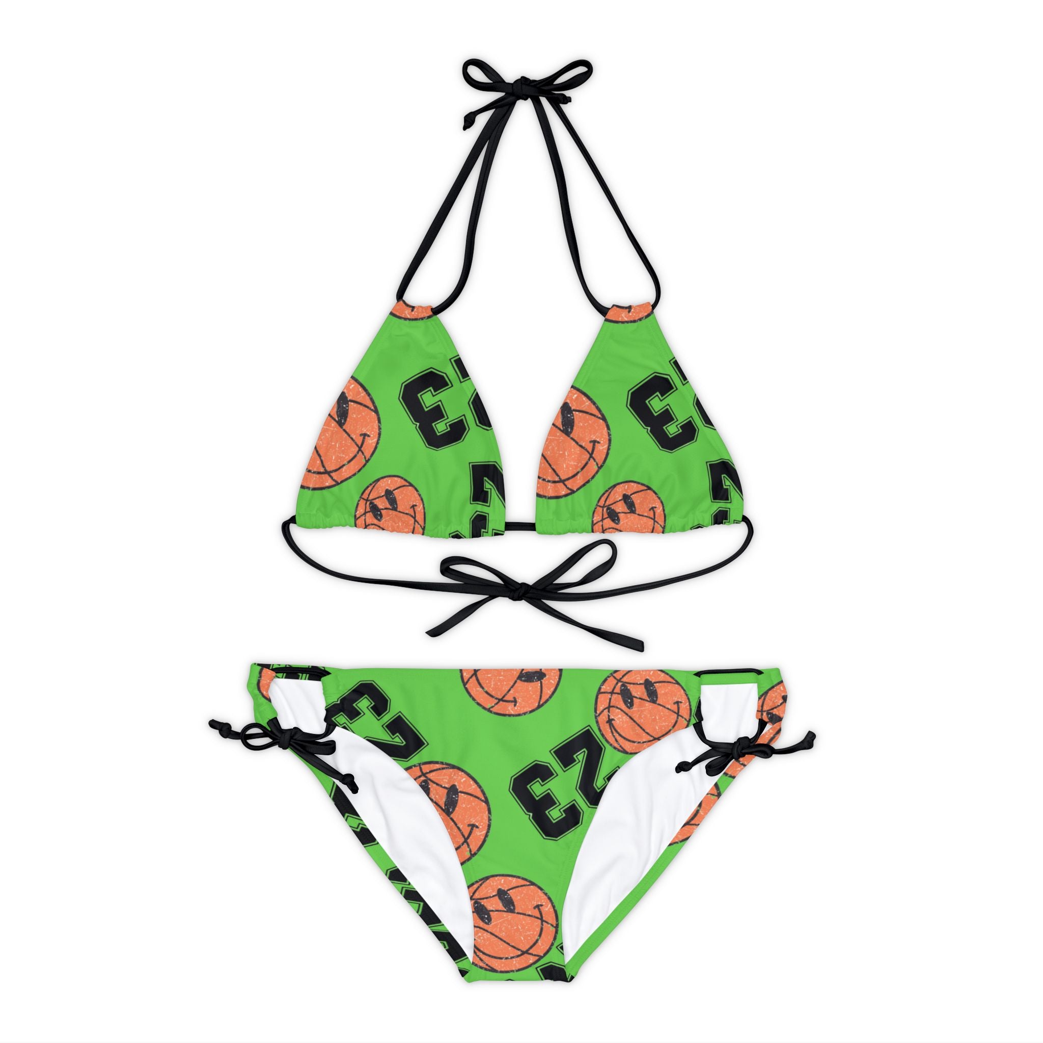 Strappy bikini set number   basketball green