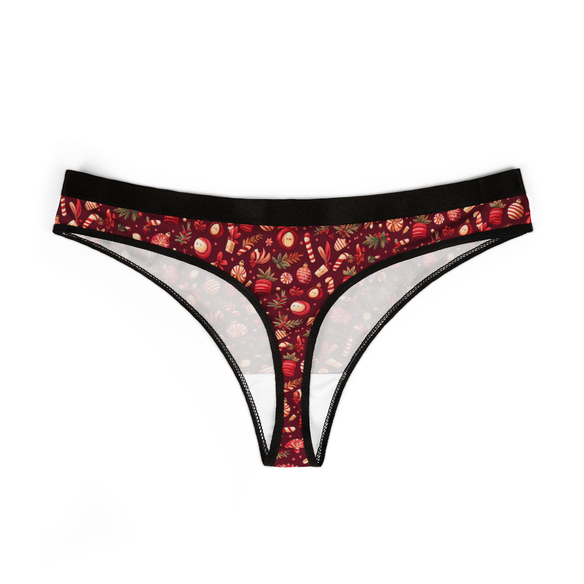 Women's thongs red coquette christmas