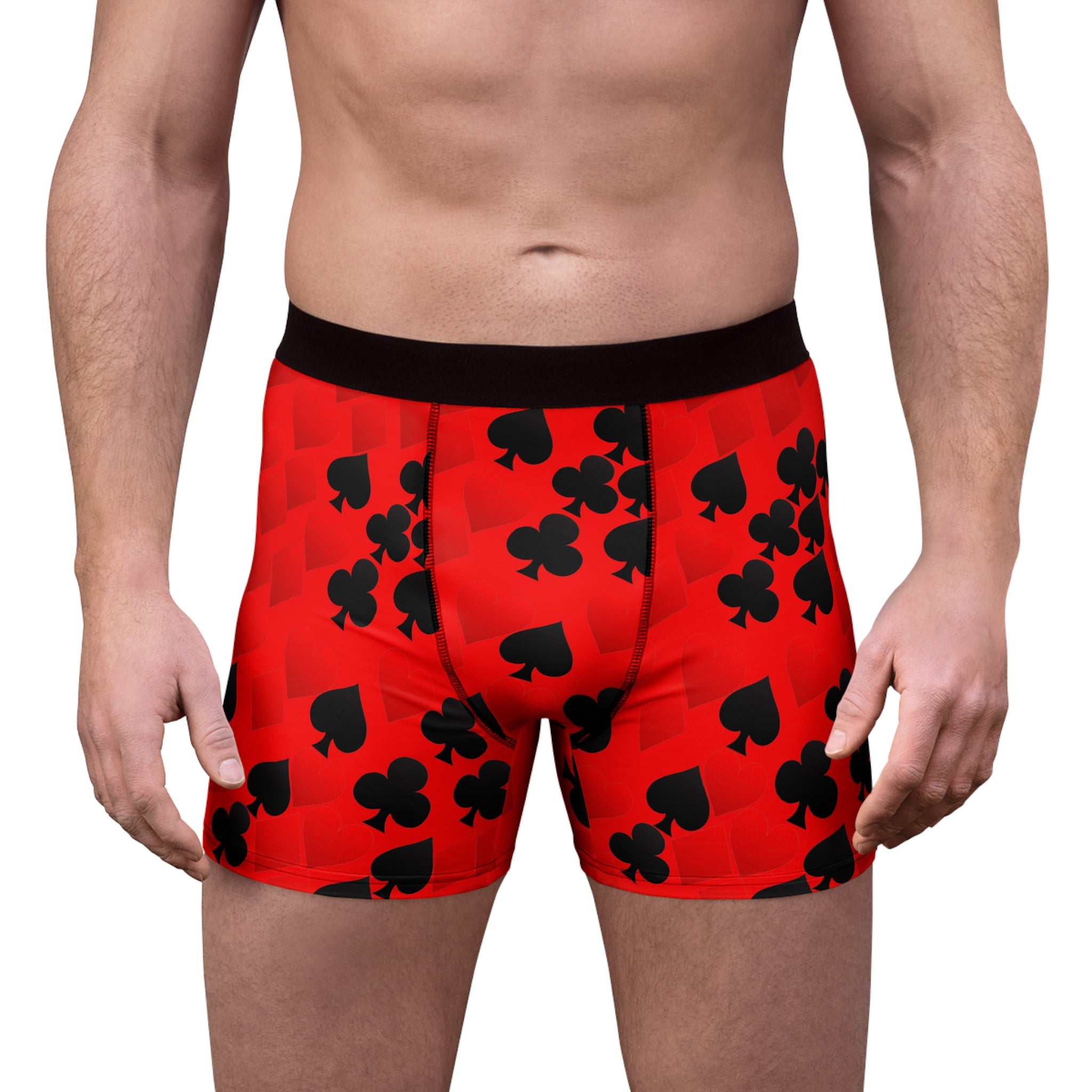 Men's boxer briefs playing cards spades hearts diamonds clubs valentine love red