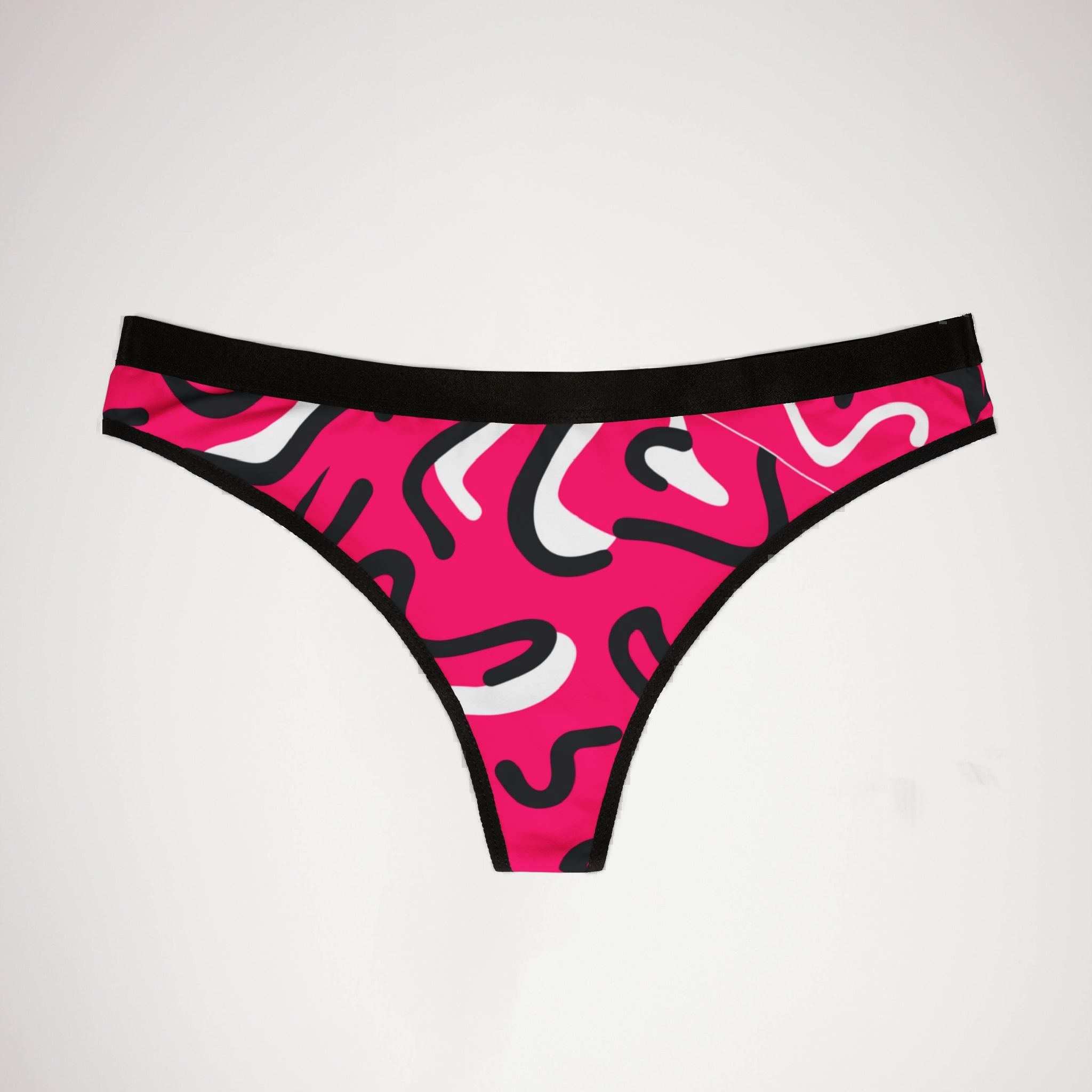 Women's thongs red swirl with cursive