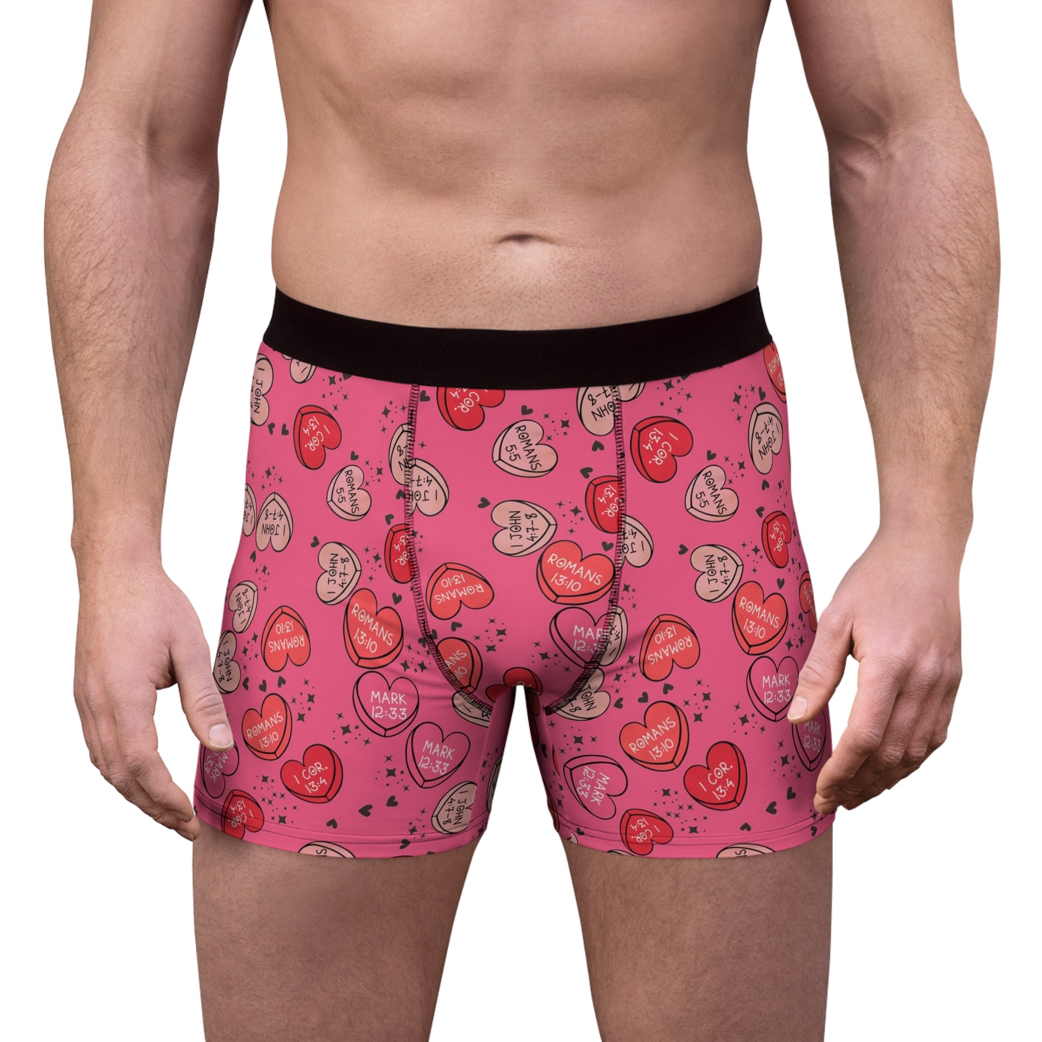 Men's boxer briefs christian valentine sweet hearts pink