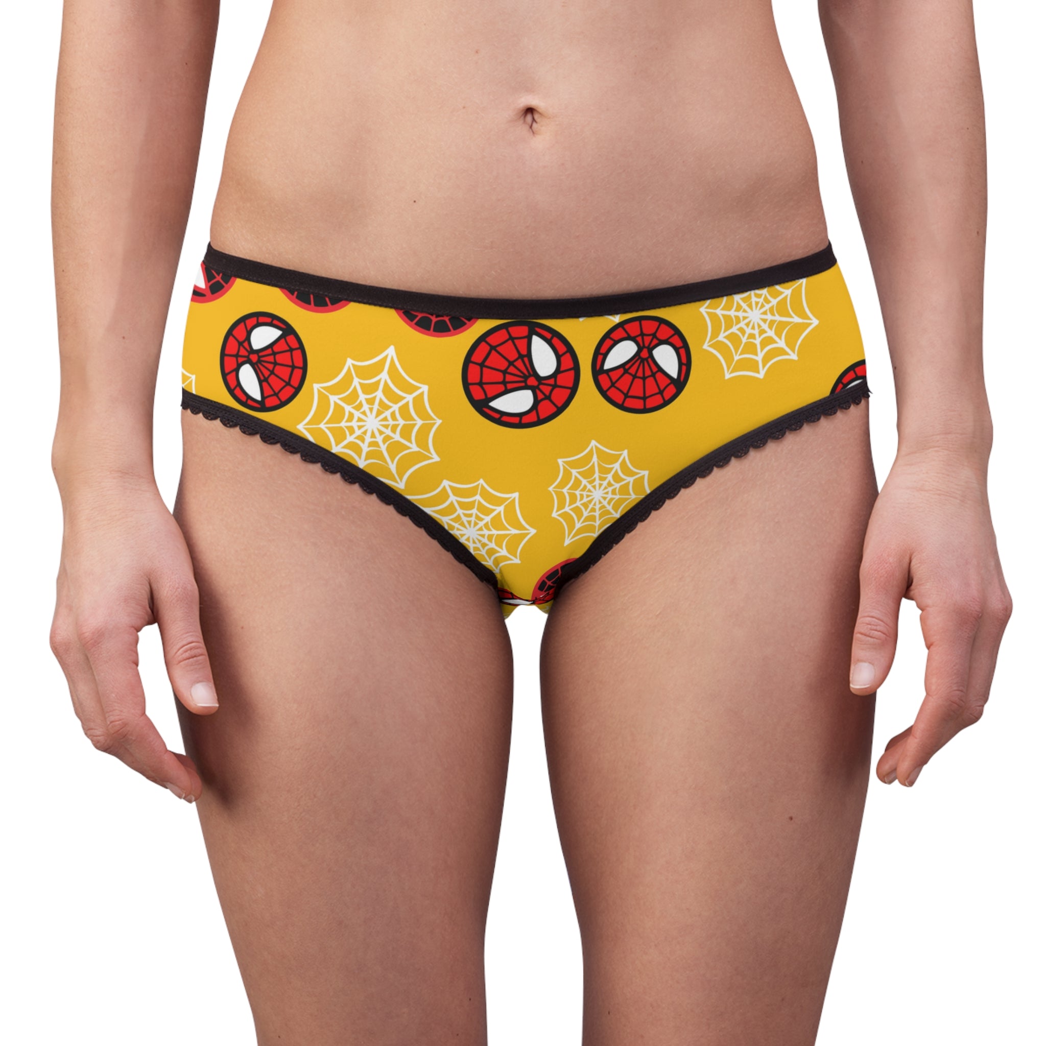 Women's briefs spider circle web yellow