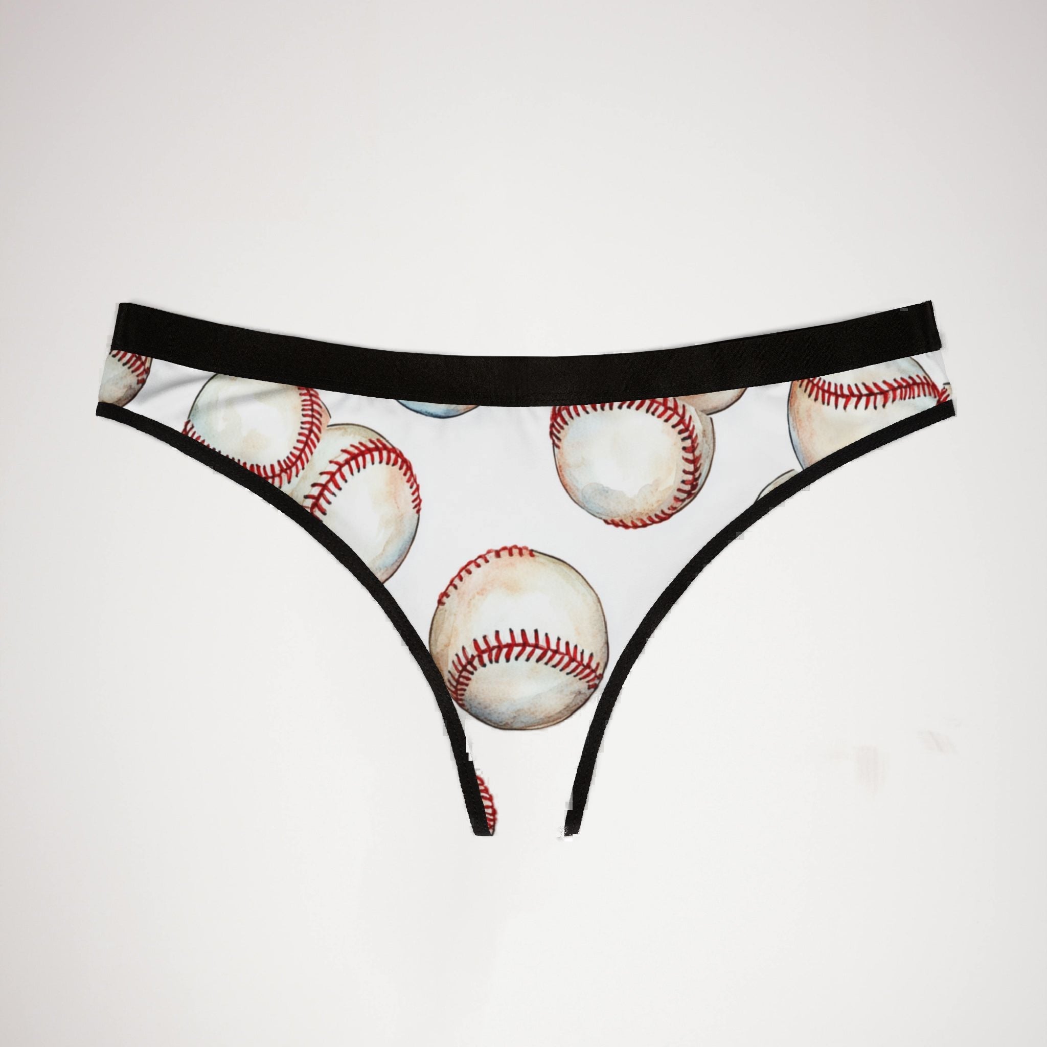 Women's thongs watercolor baseball one