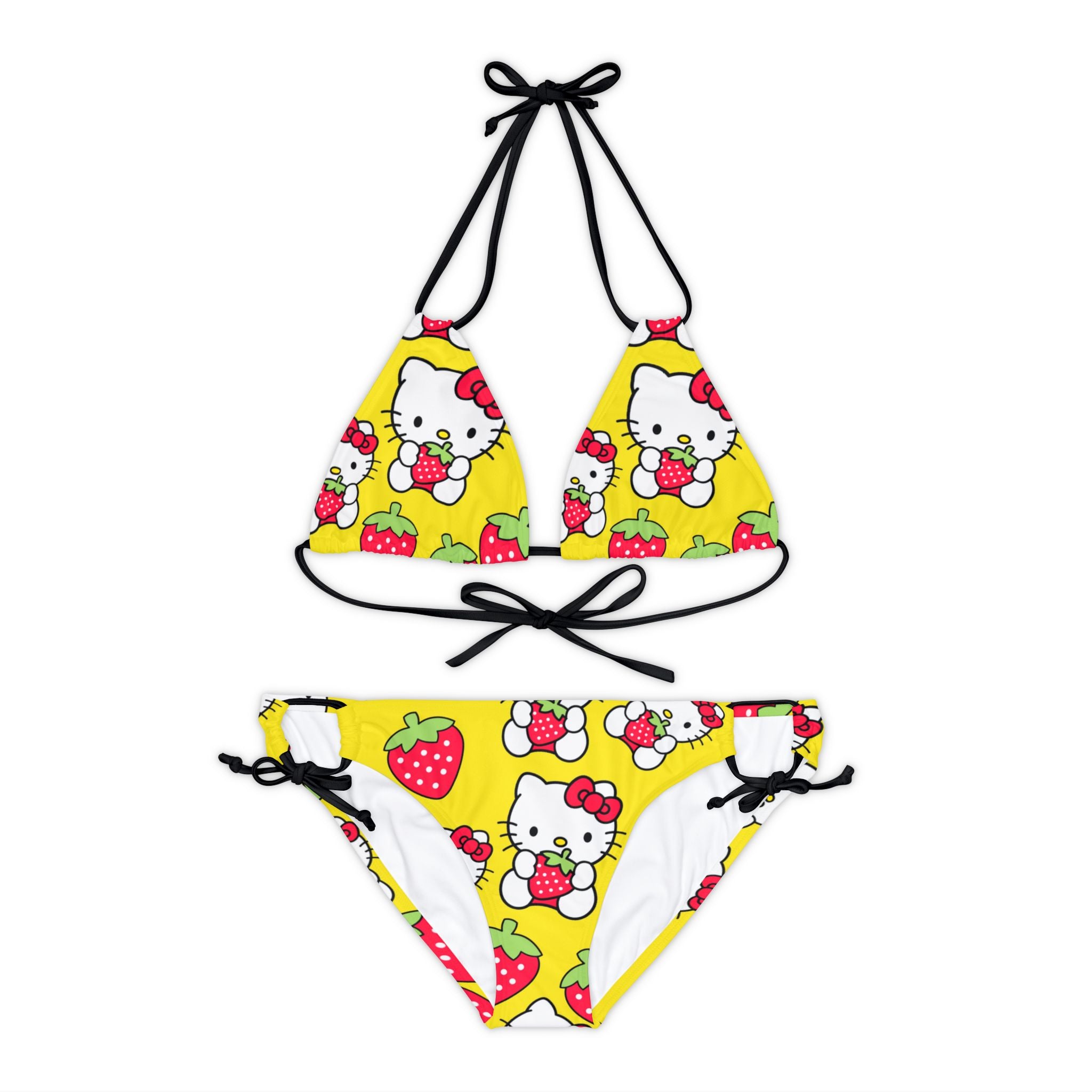 Strappy bikini set kitty strawberry valentine love yellow