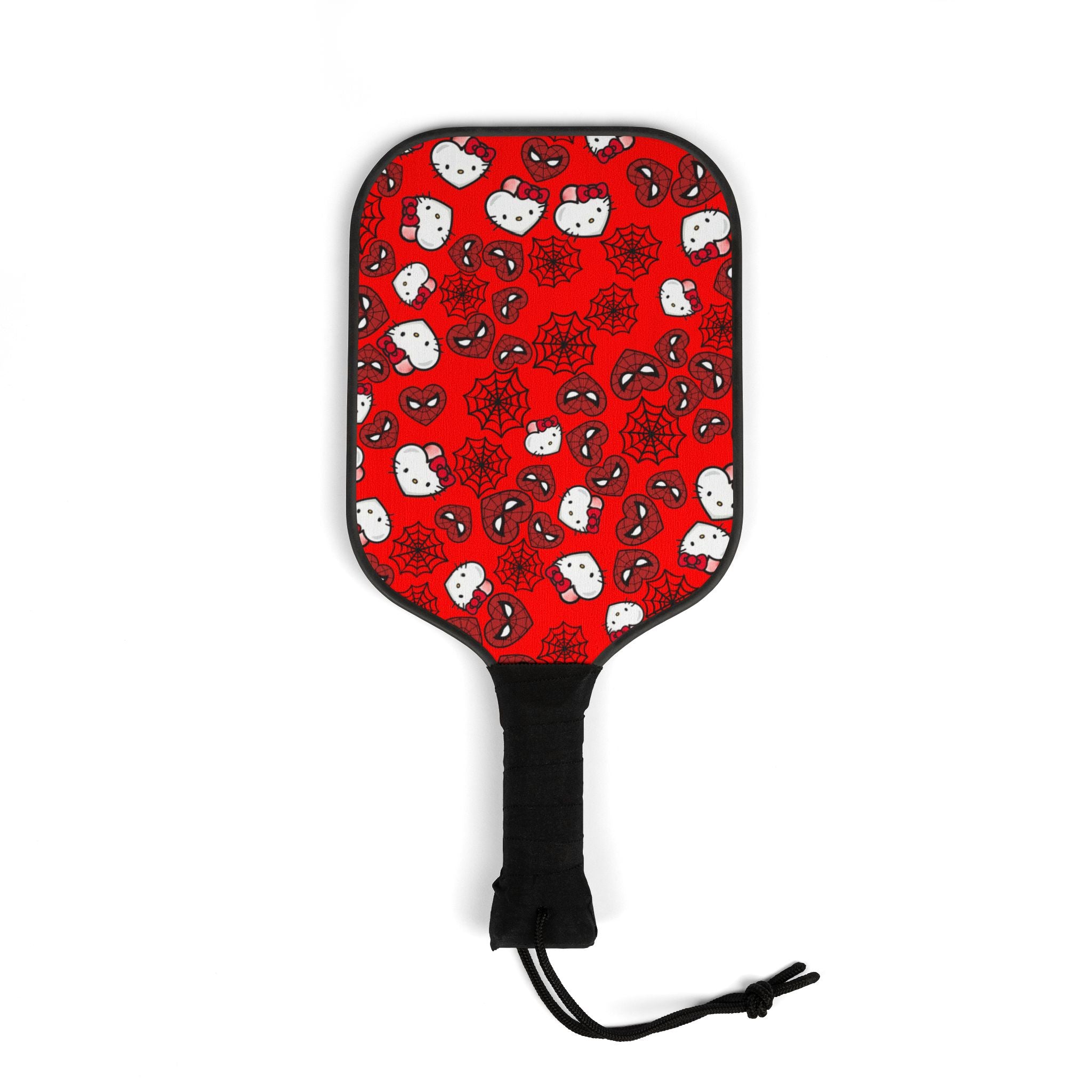 Pickleball kit (2 paddles + 2 balls + transparent bag) kitty spider web heart red