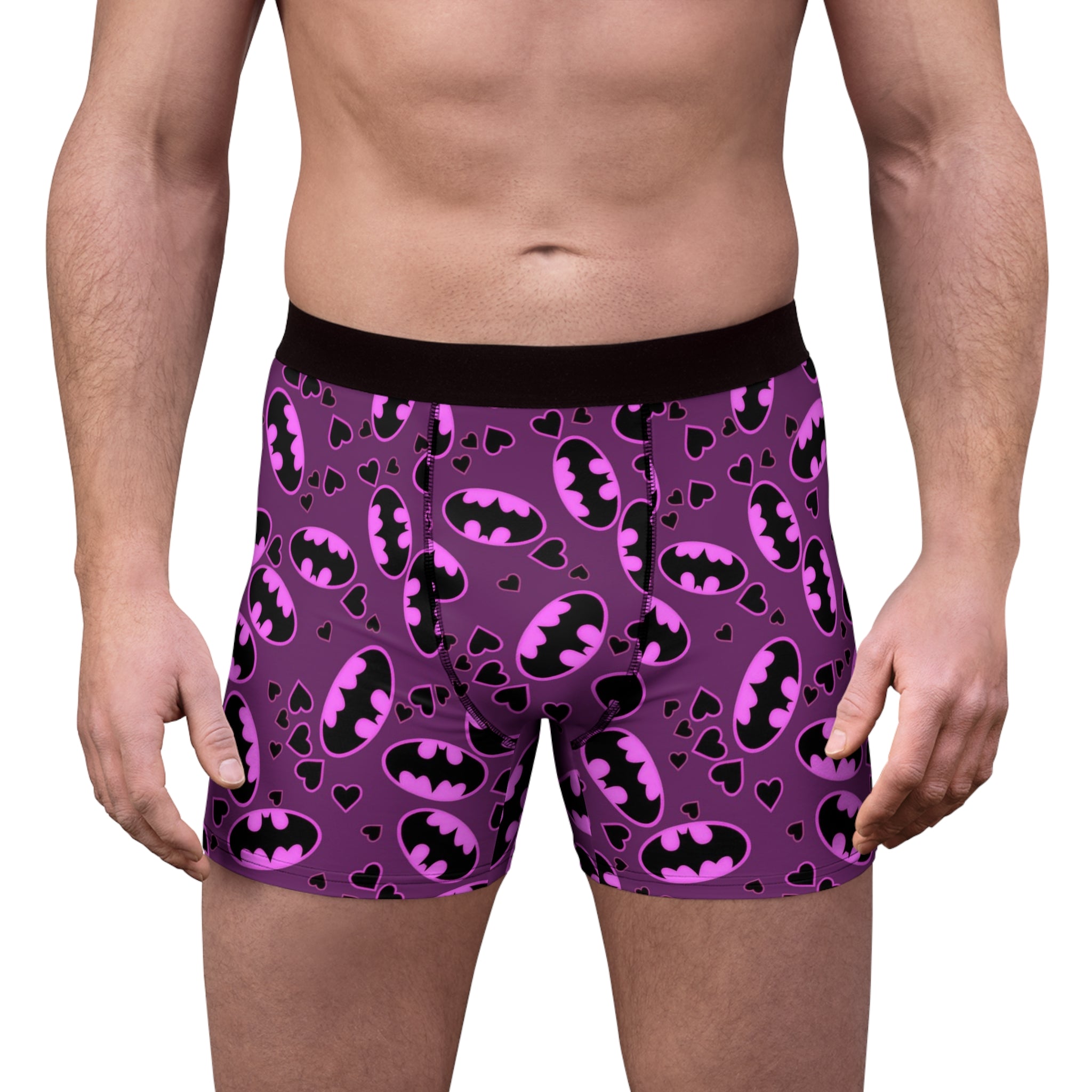 Men's boxer briefs batman hearts valentine love purple