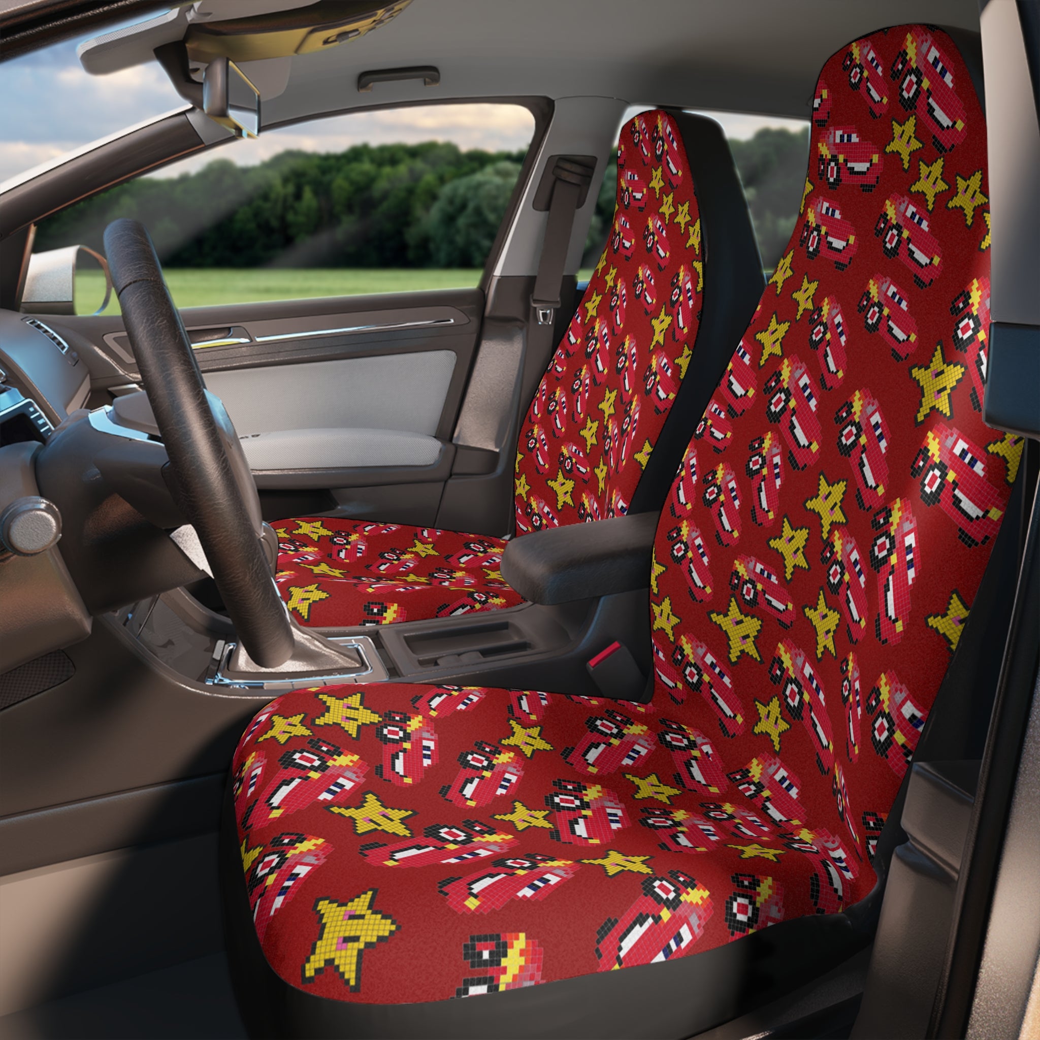 Car seat covers mcqueen stars red