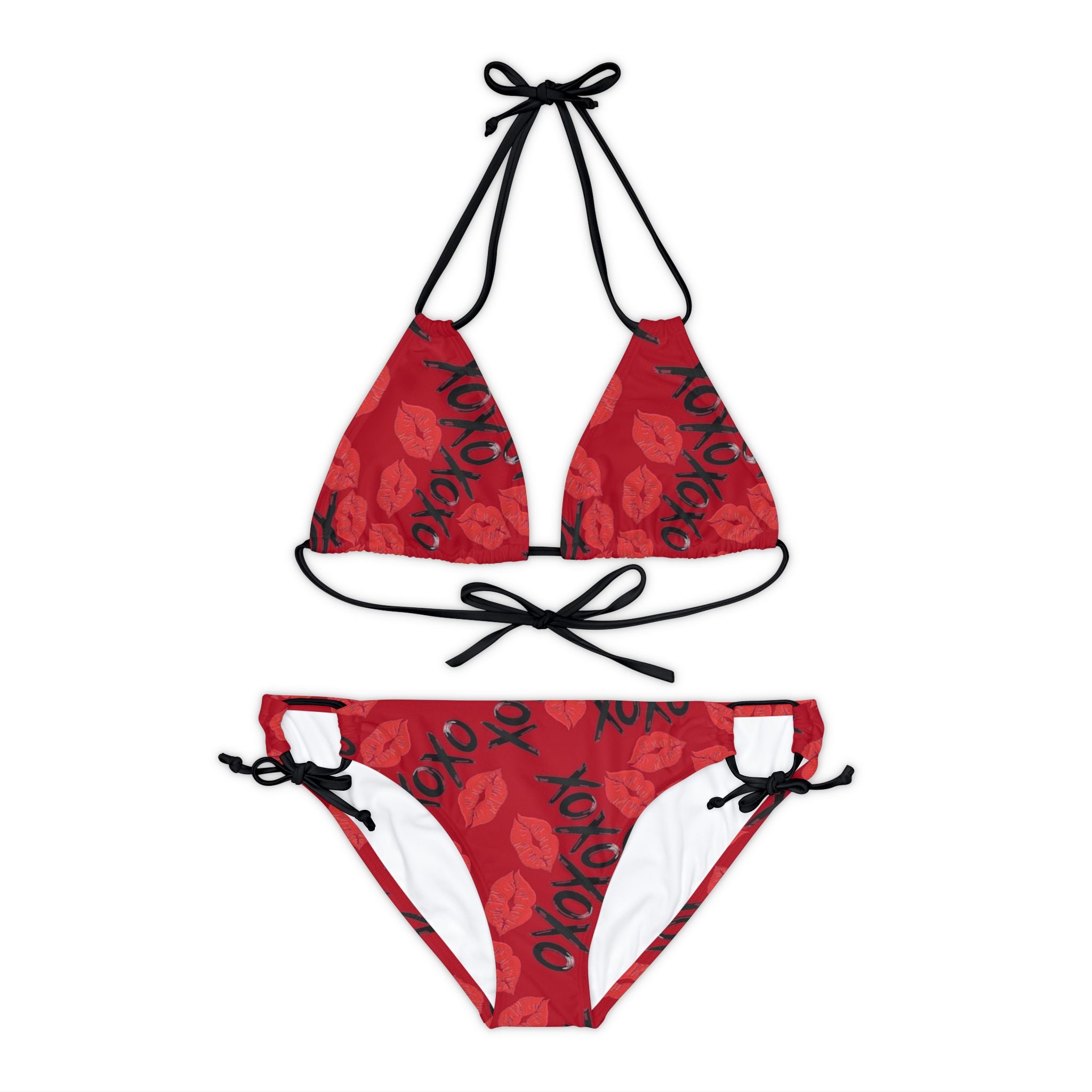 Strappy bikini set xoxo kiss valentine red