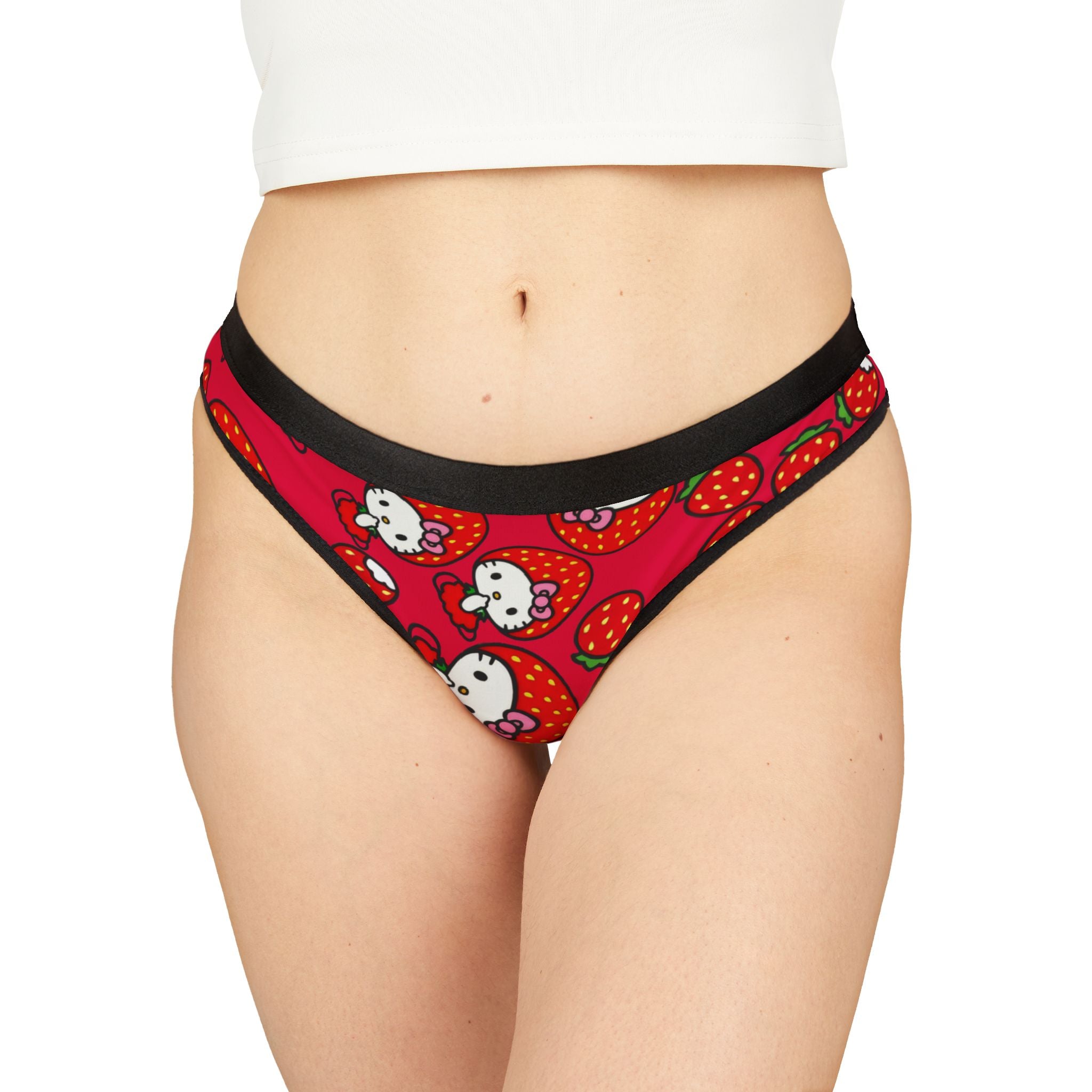 Women's thongs kitty strawberry valentine red