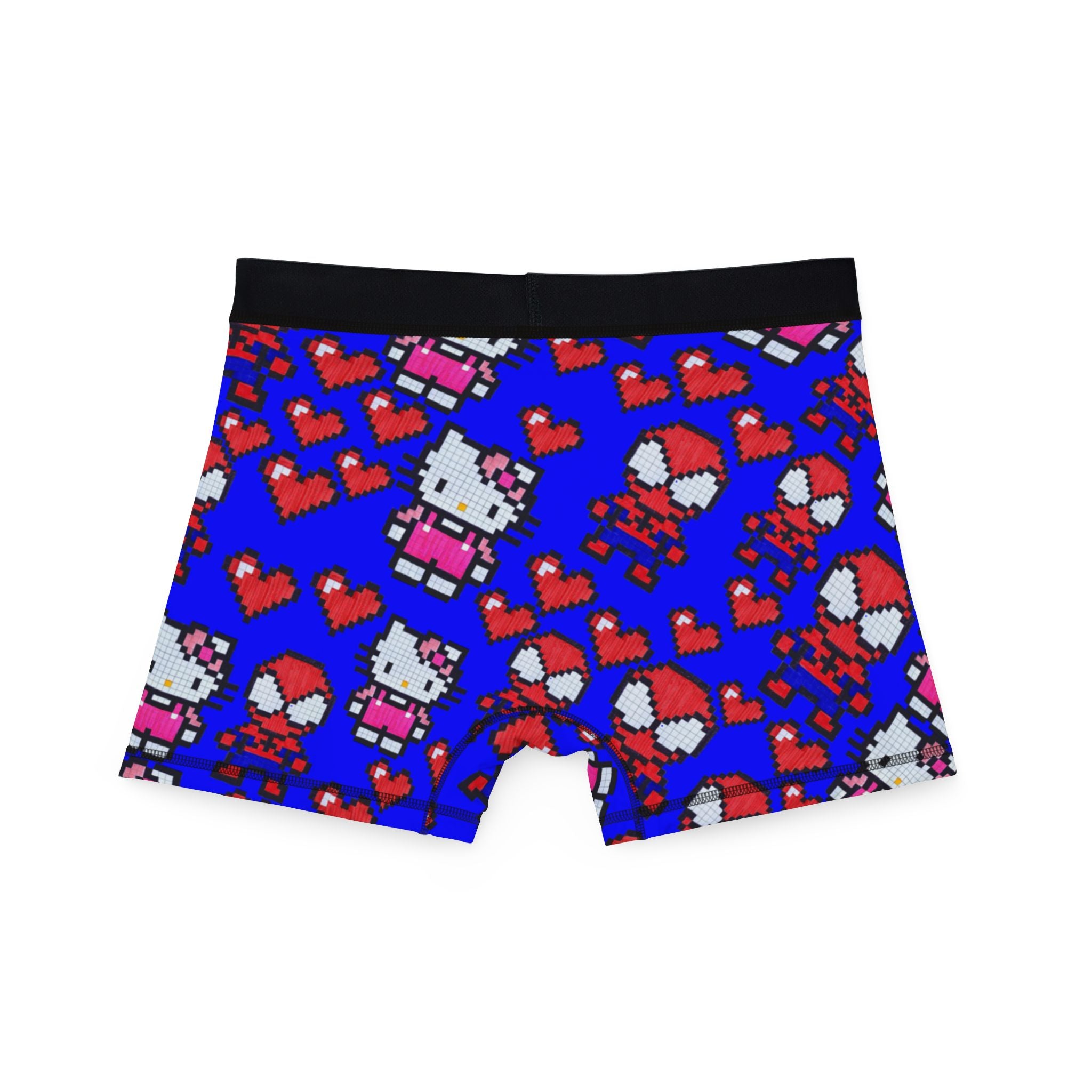 Men's boxers spider kitty pixel heart love valentine blue