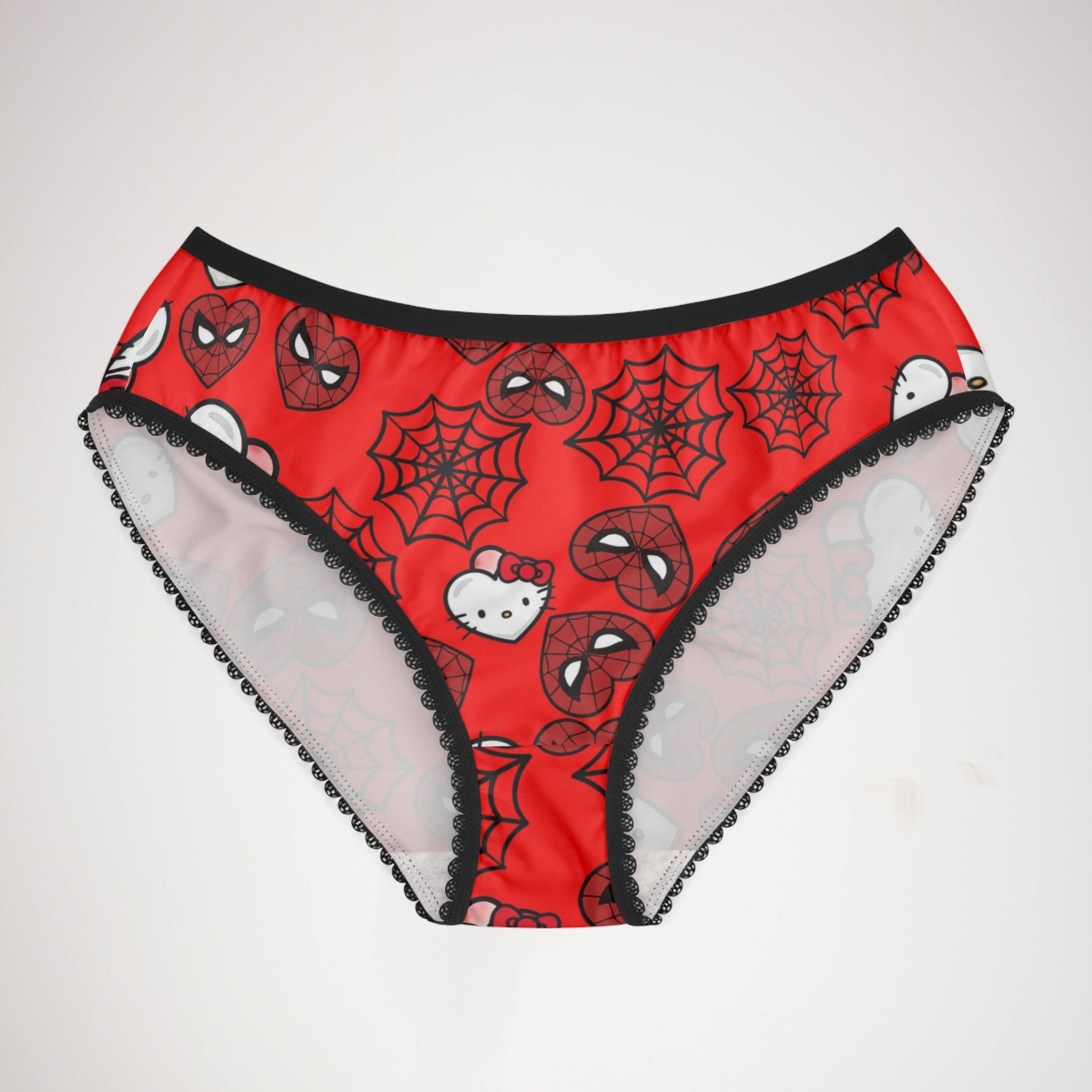 Women's briefs kitty spider web heart red