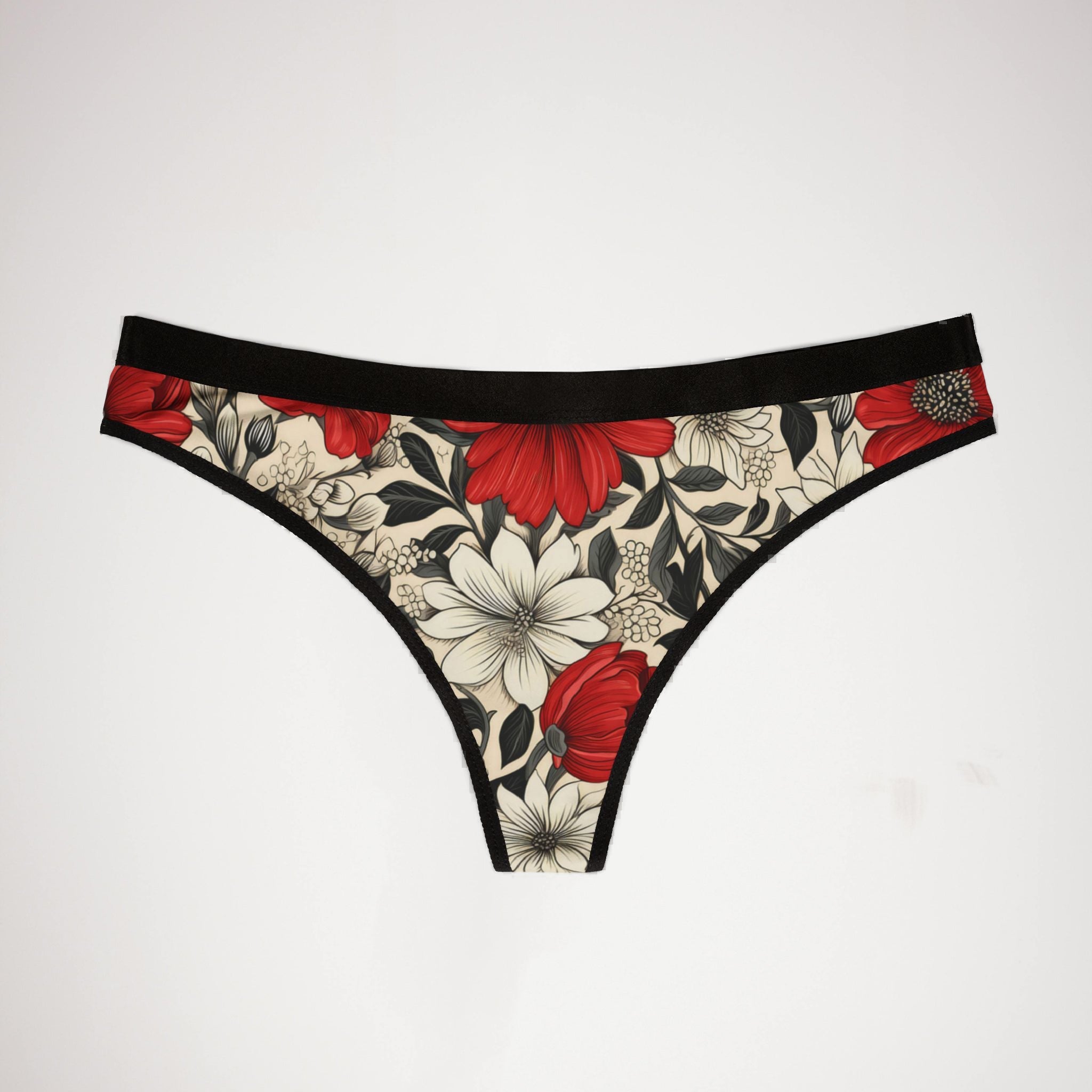Women's thongs cute red flowers