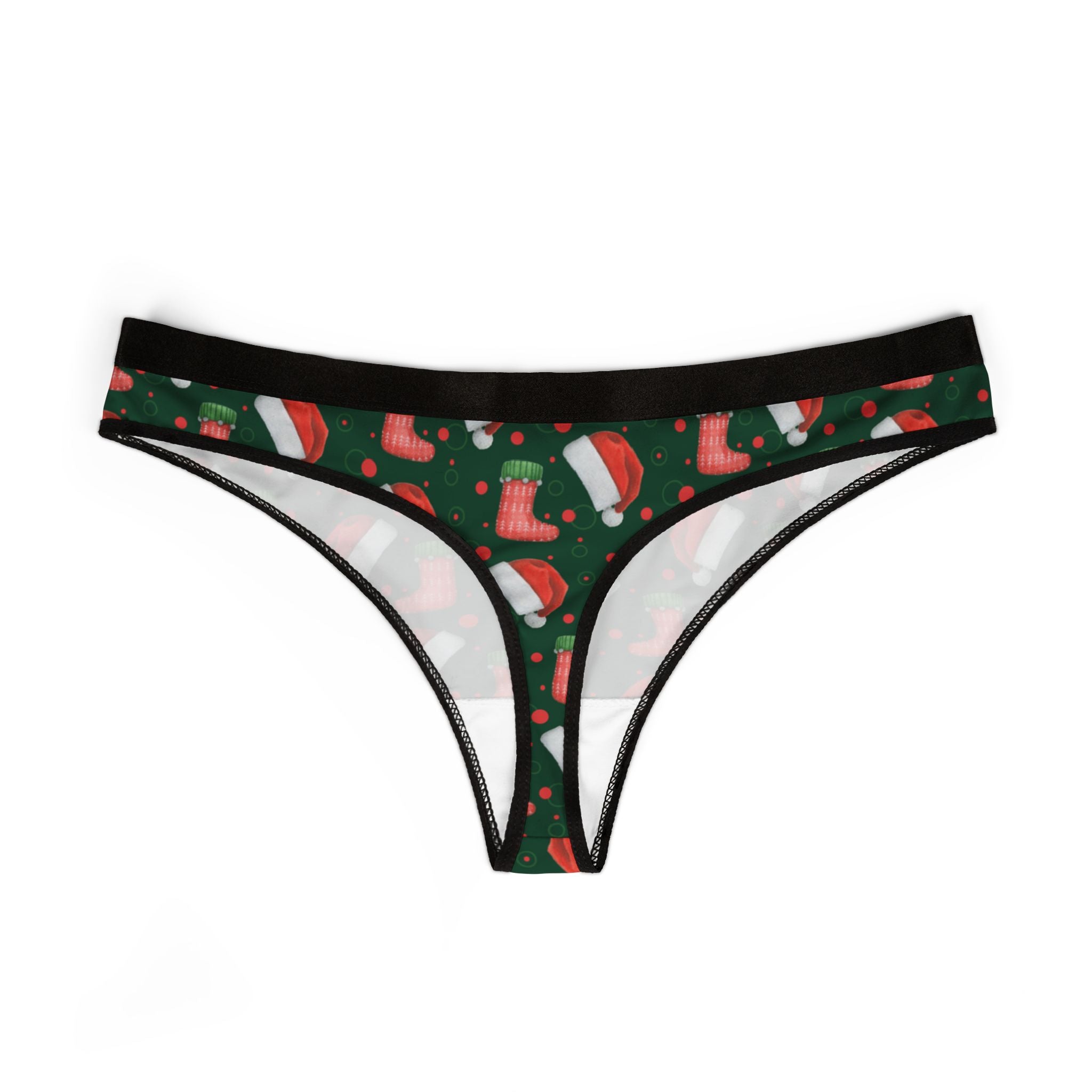 Women's thongs green christmas santa