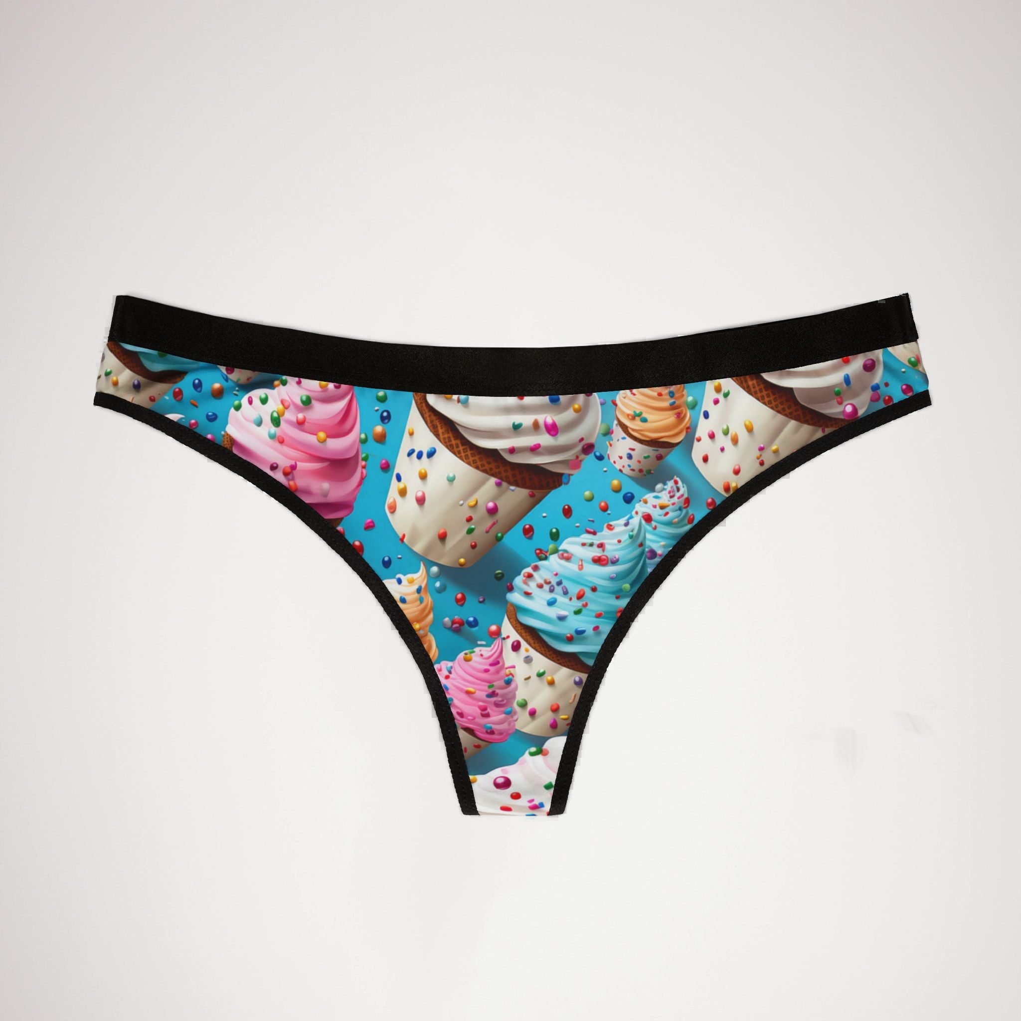 Women's thongs sprinkled ice cream