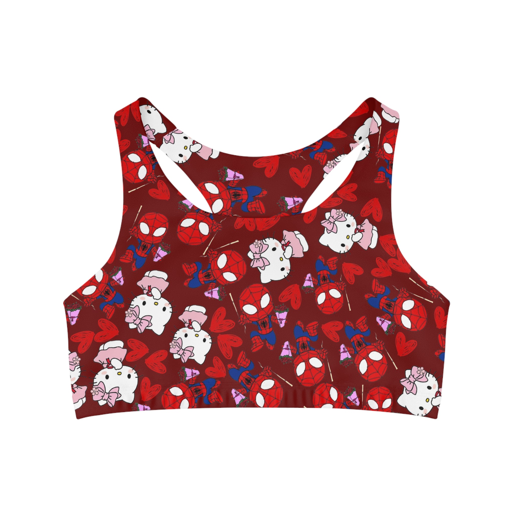 Sports bra spider kitty flower red