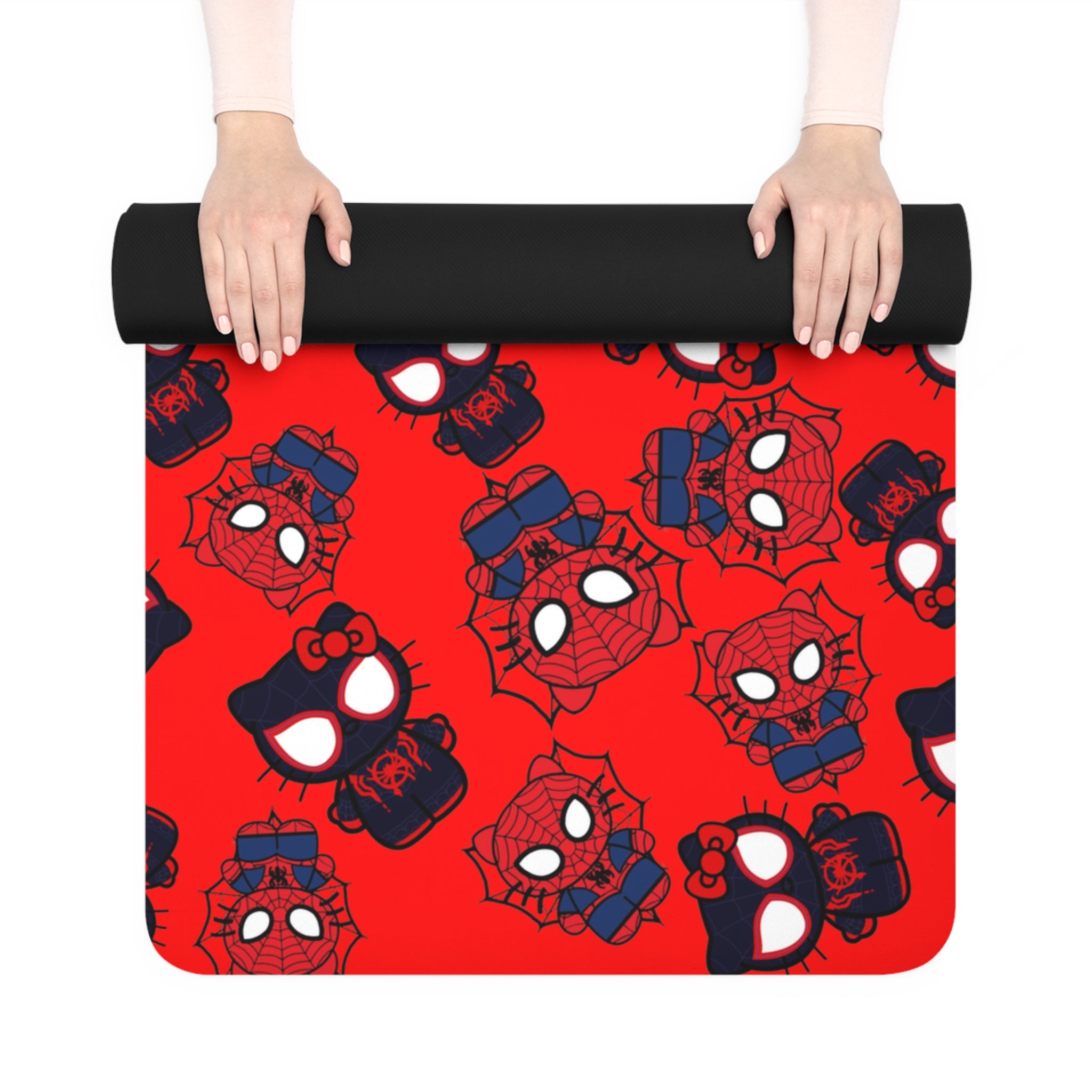 Rubber yoga mat kitty spider dark red