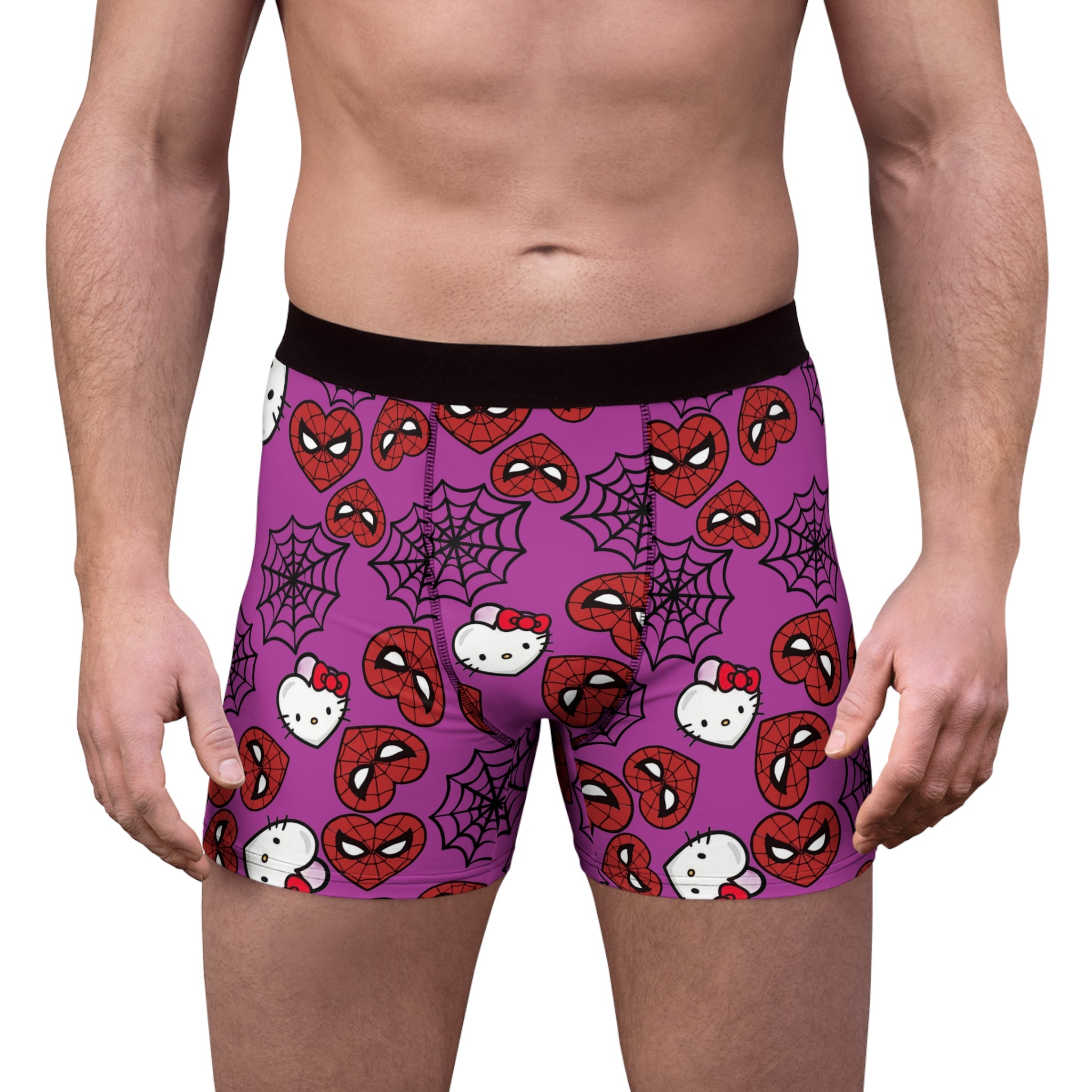 Men's boxer briefs kitty spider web heart purple