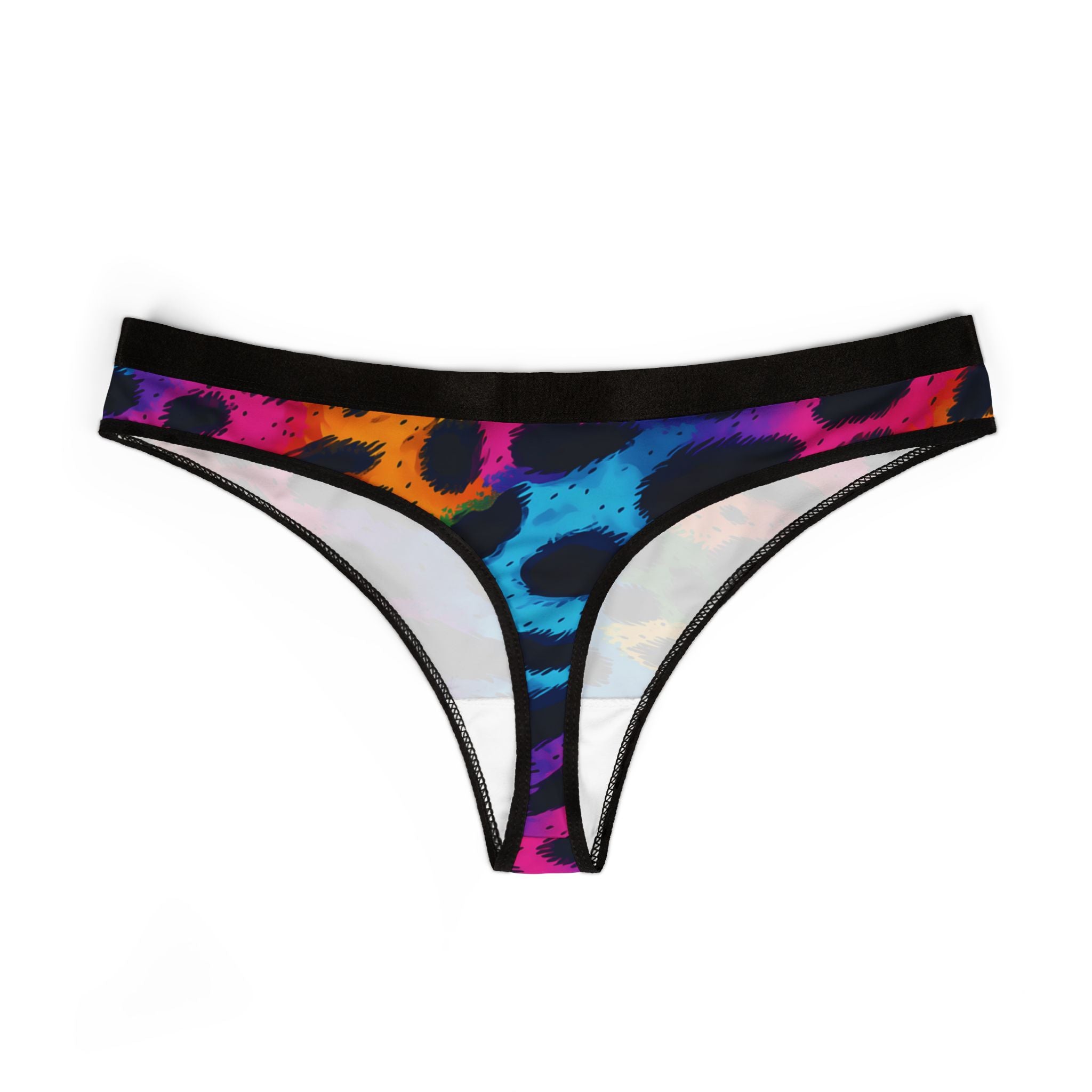 Women's thongs rainbow leopard