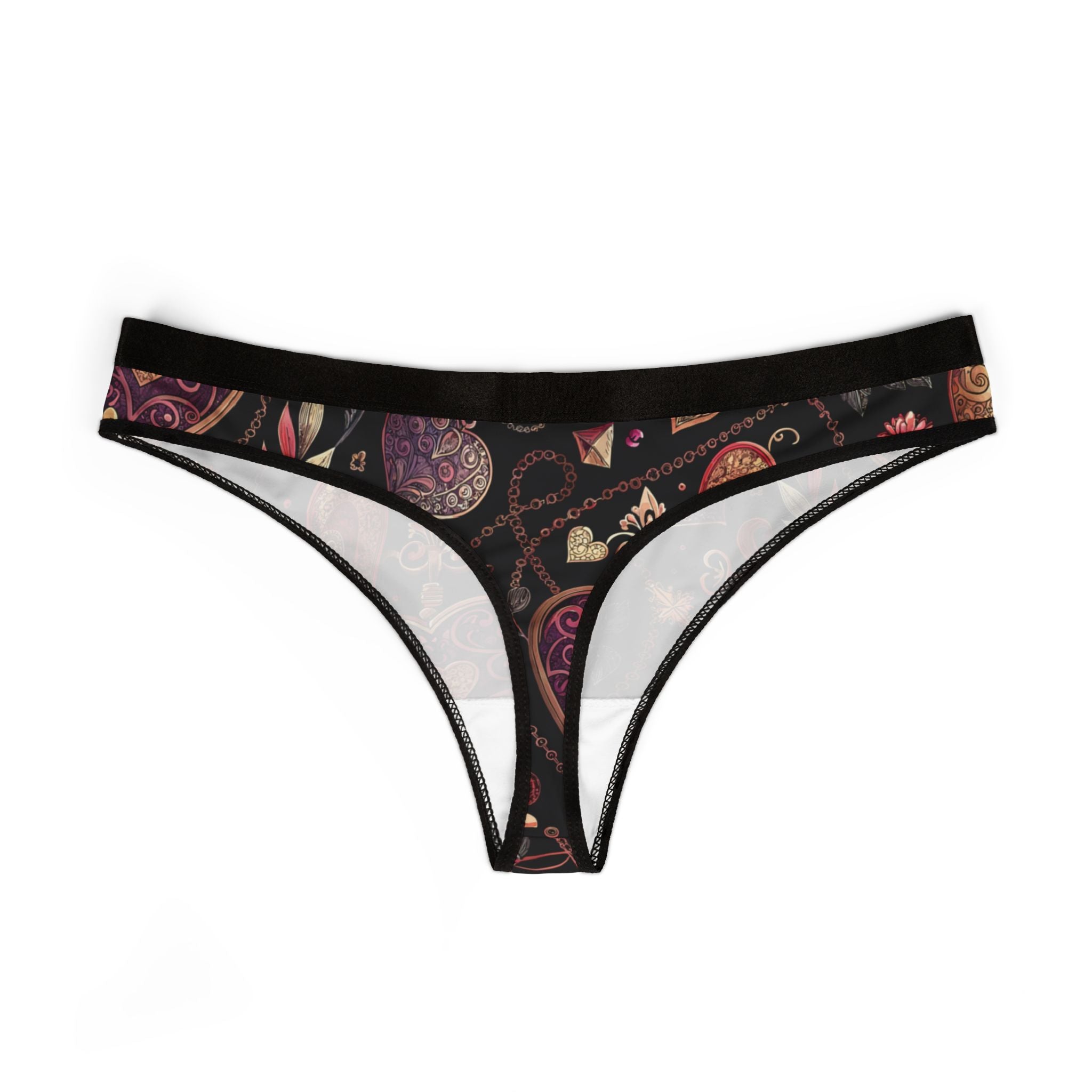 Women's thongs valentine heart retro