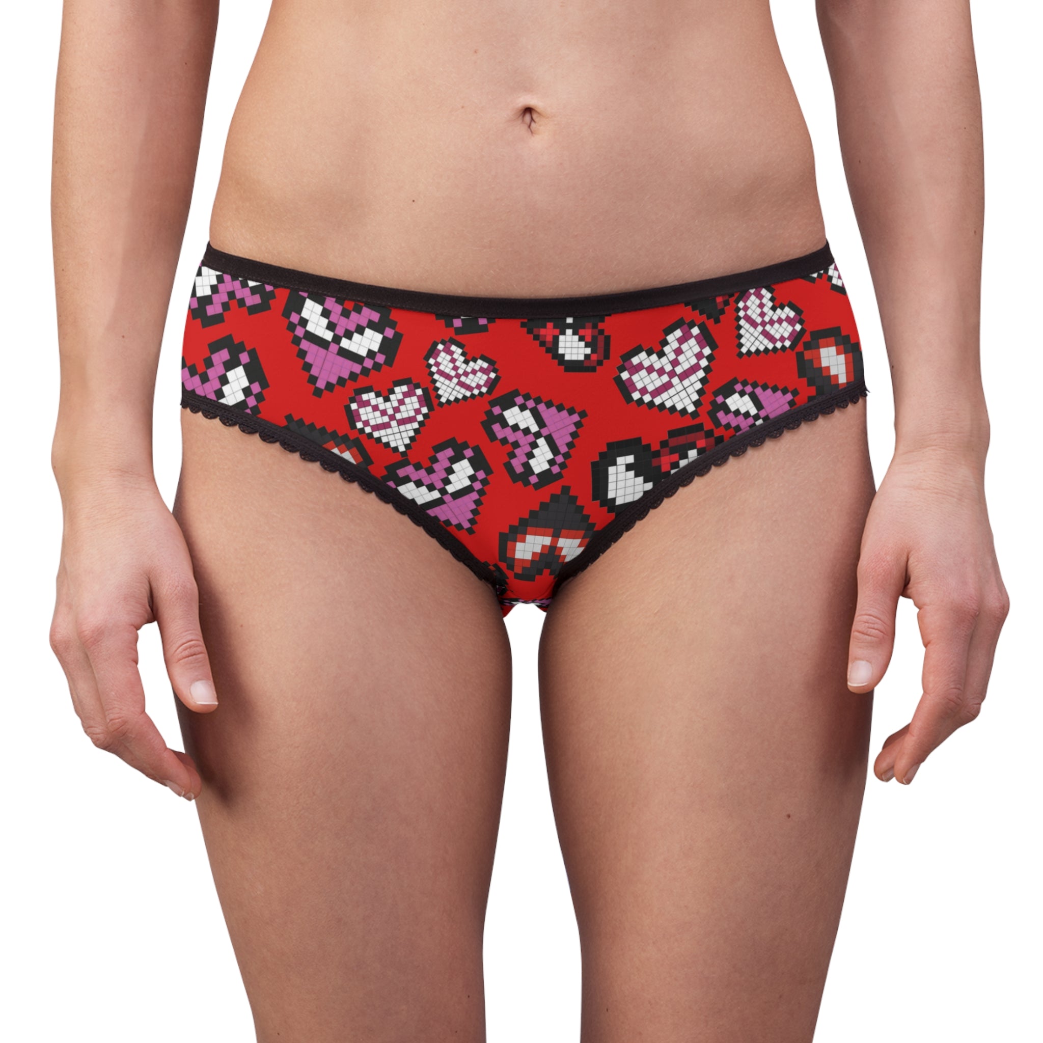 Women's briefs spider hearts pixel red