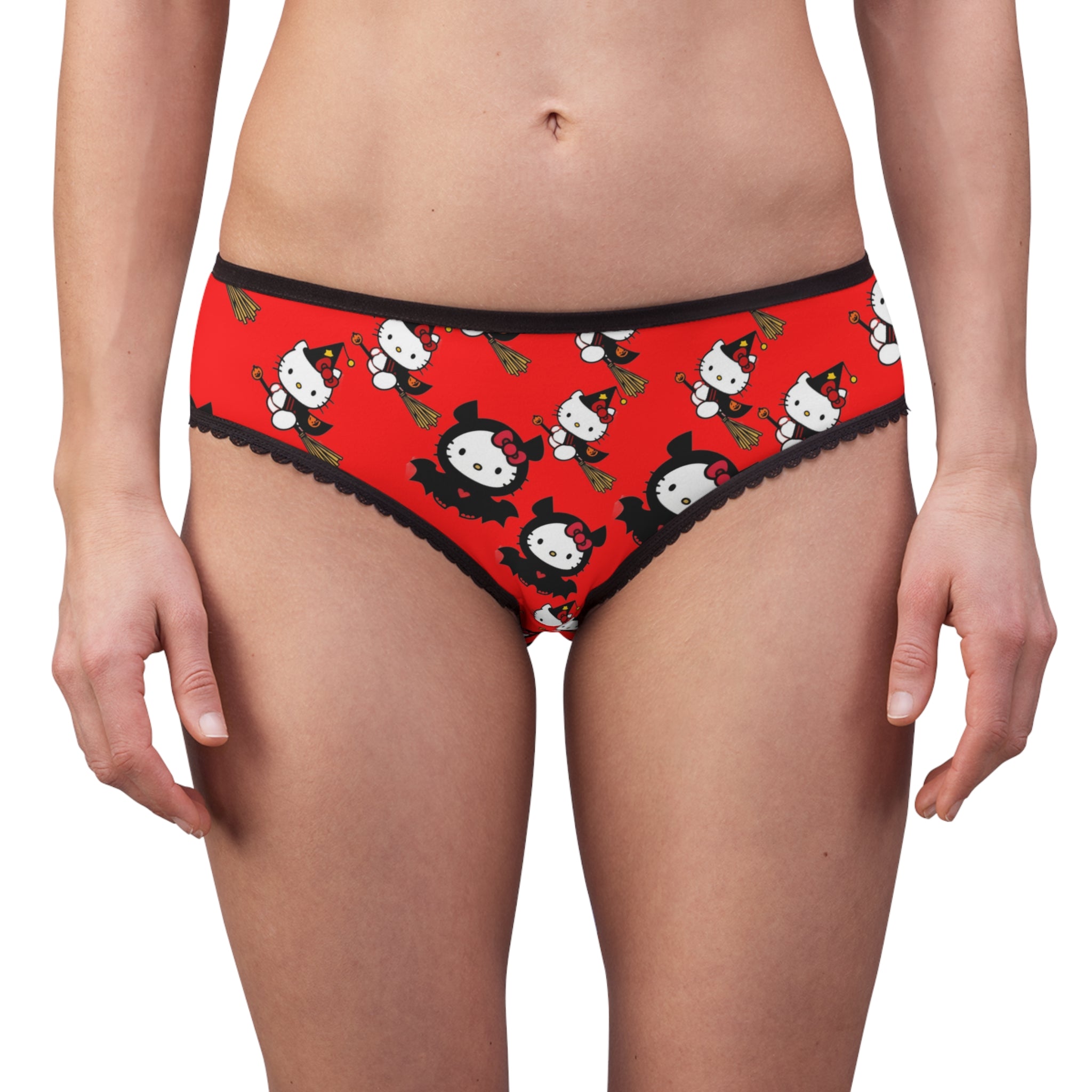 Women's briefs halloween kitty red