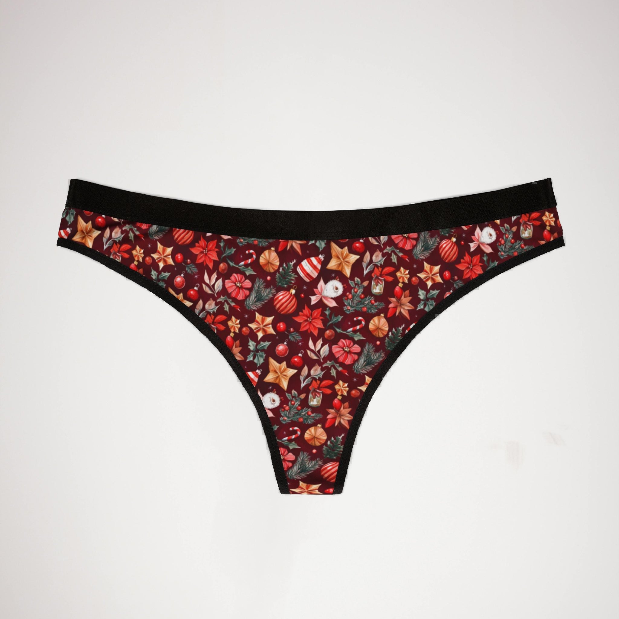 Women's thongs red coquette christmas