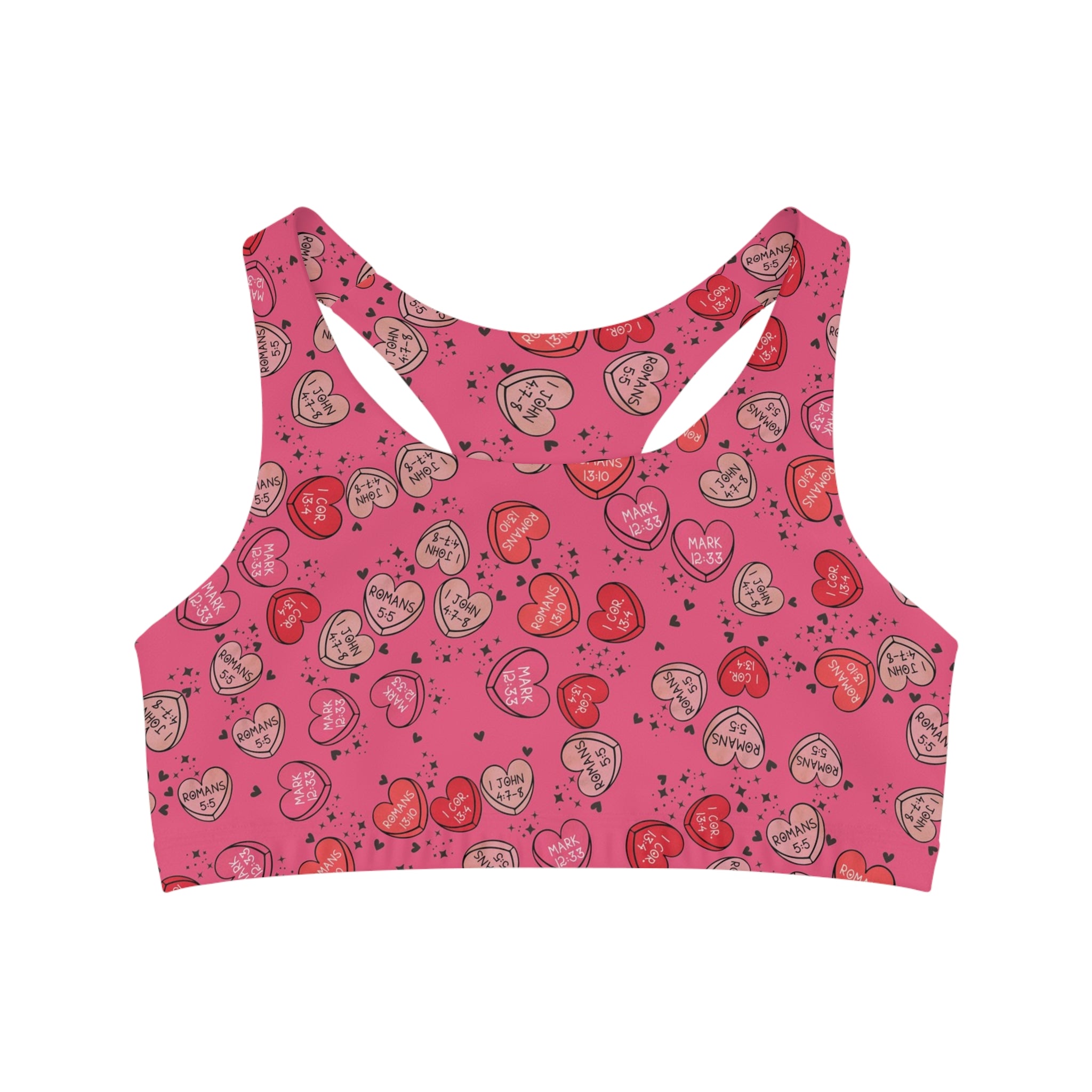 Sports bra christian valentine sweet hearts pink