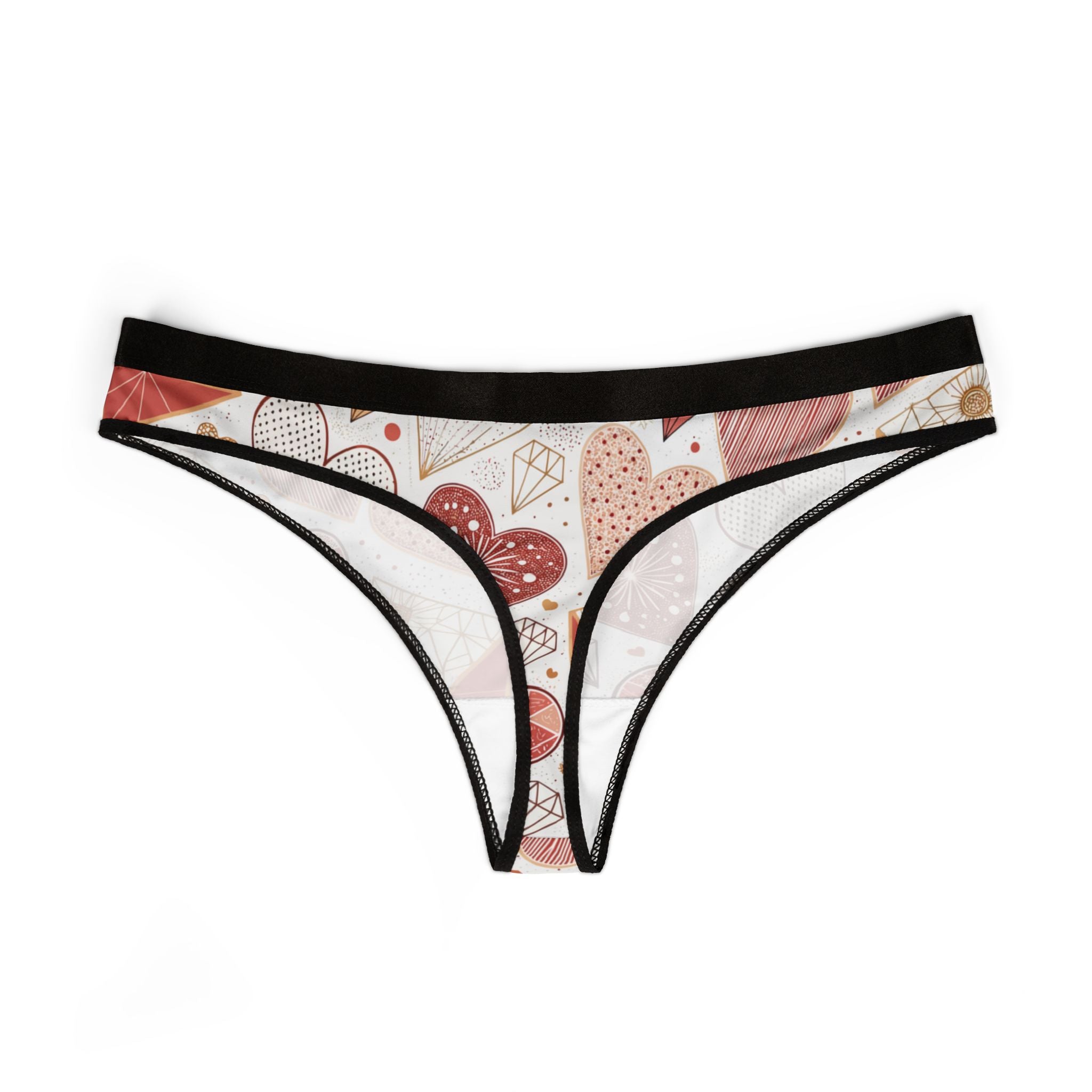 Women's thongs valentine heart retro one