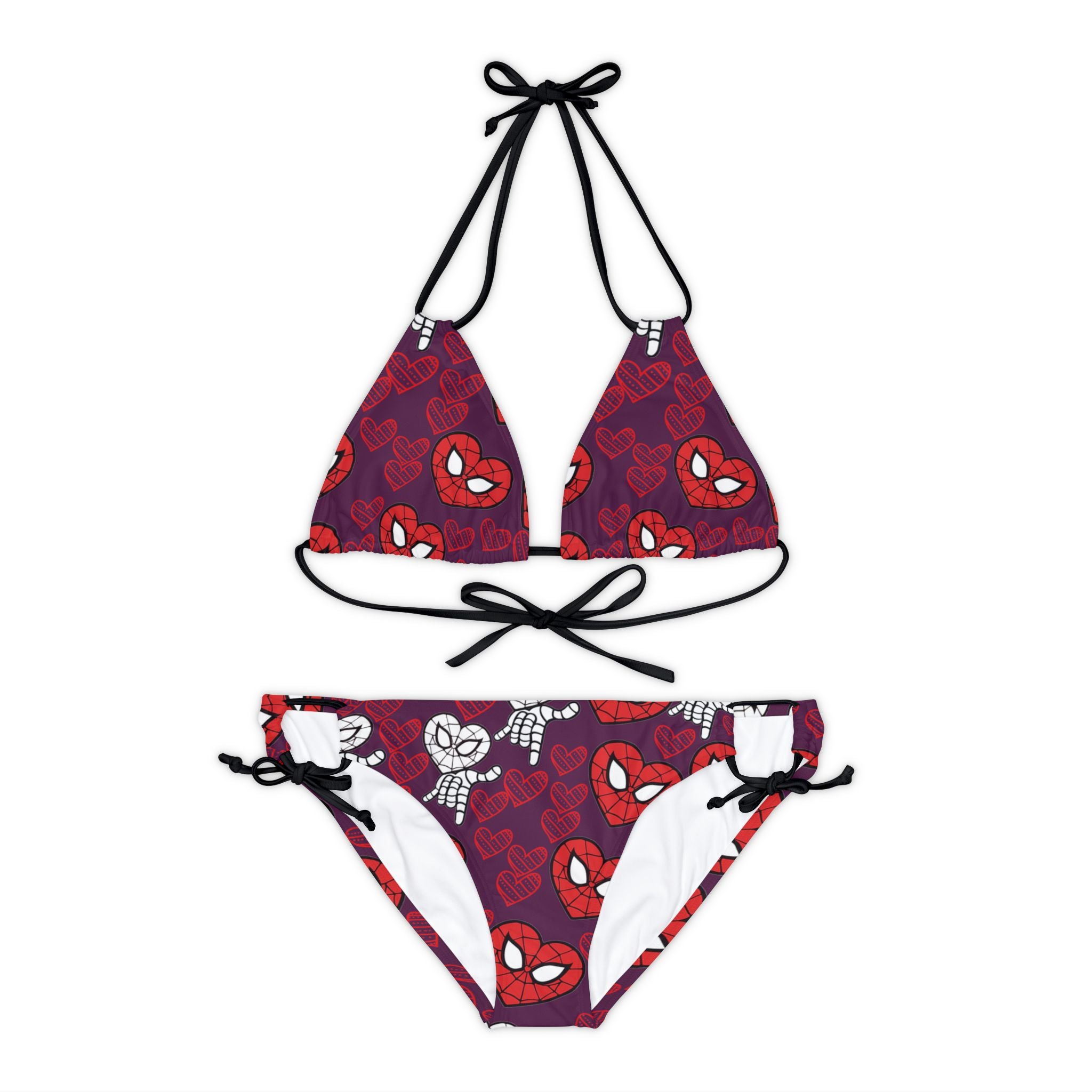 Strappy bikini set spider heart kiss violet