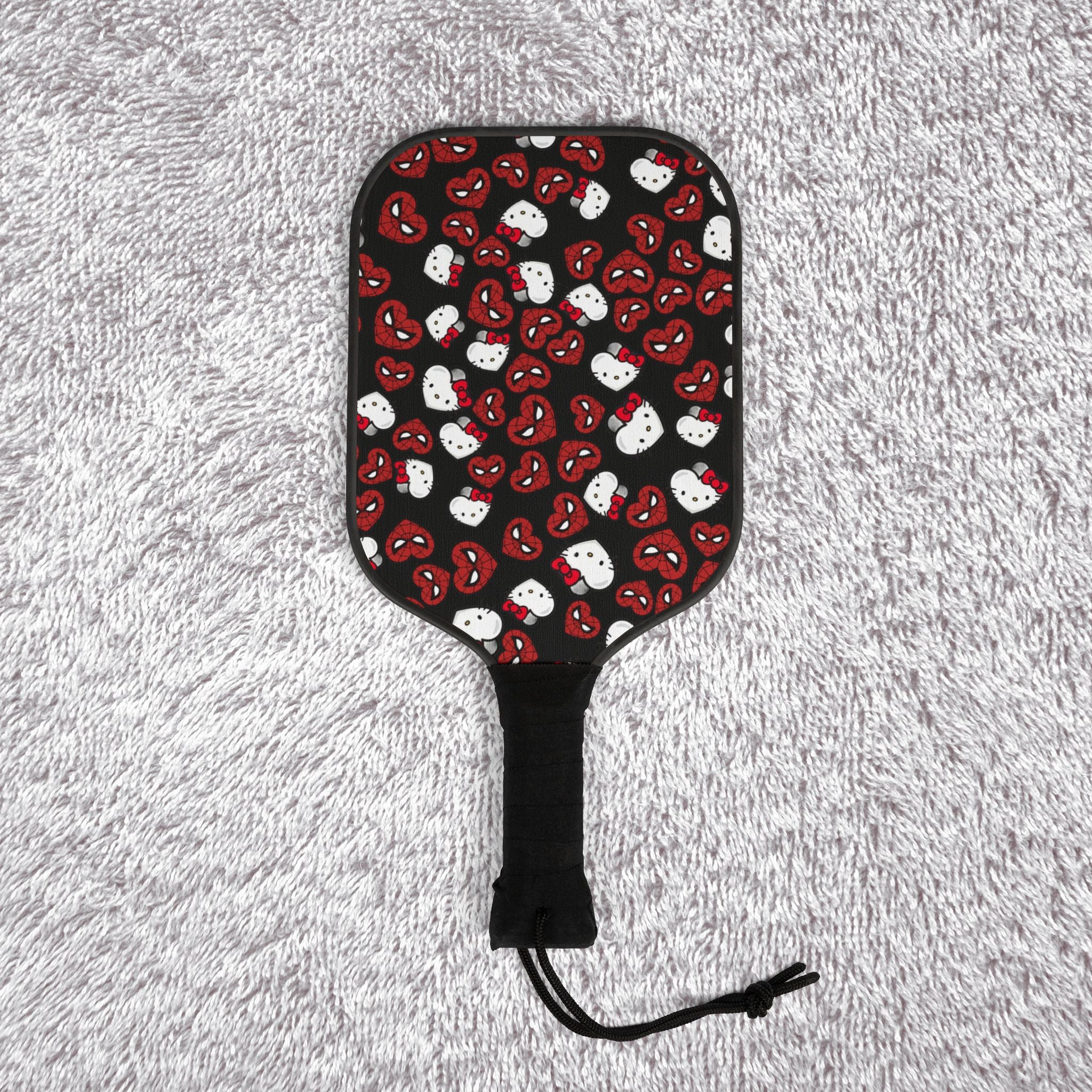 Pickleball kit (2 paddles + 2 balls + transparent bag) spider kitty double hearts black