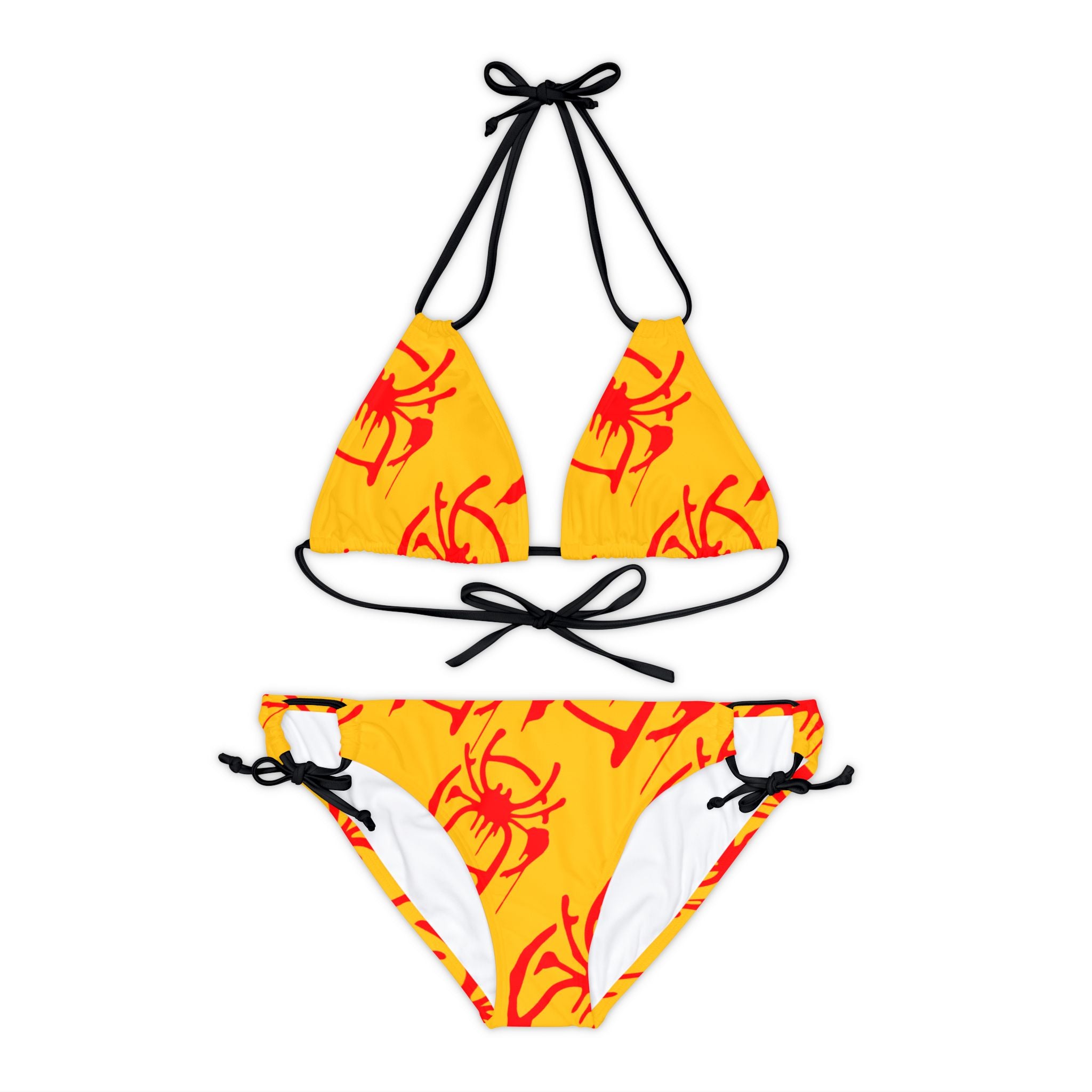 Strappy bikini set only spider web yellow