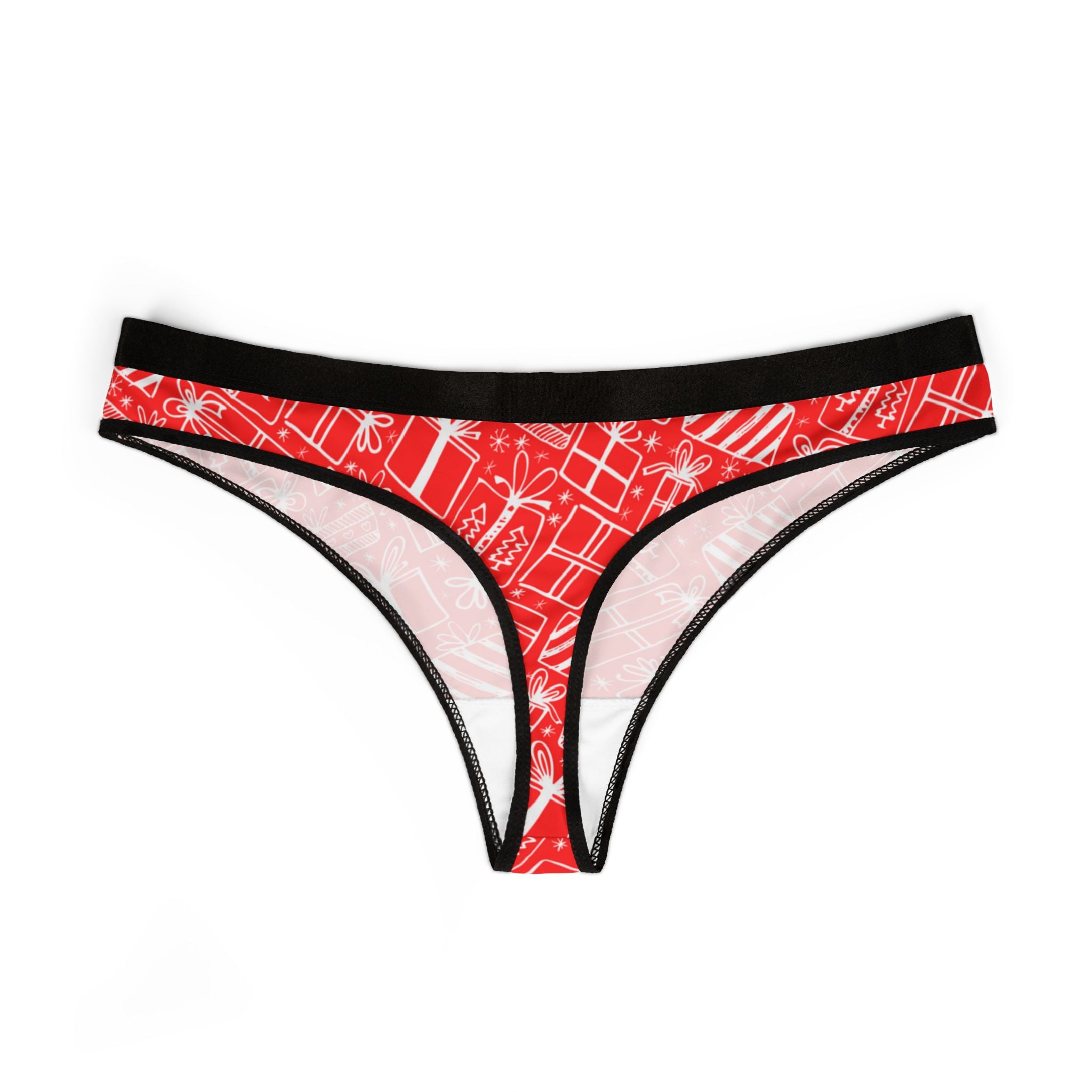 Women's thongs red white christmas