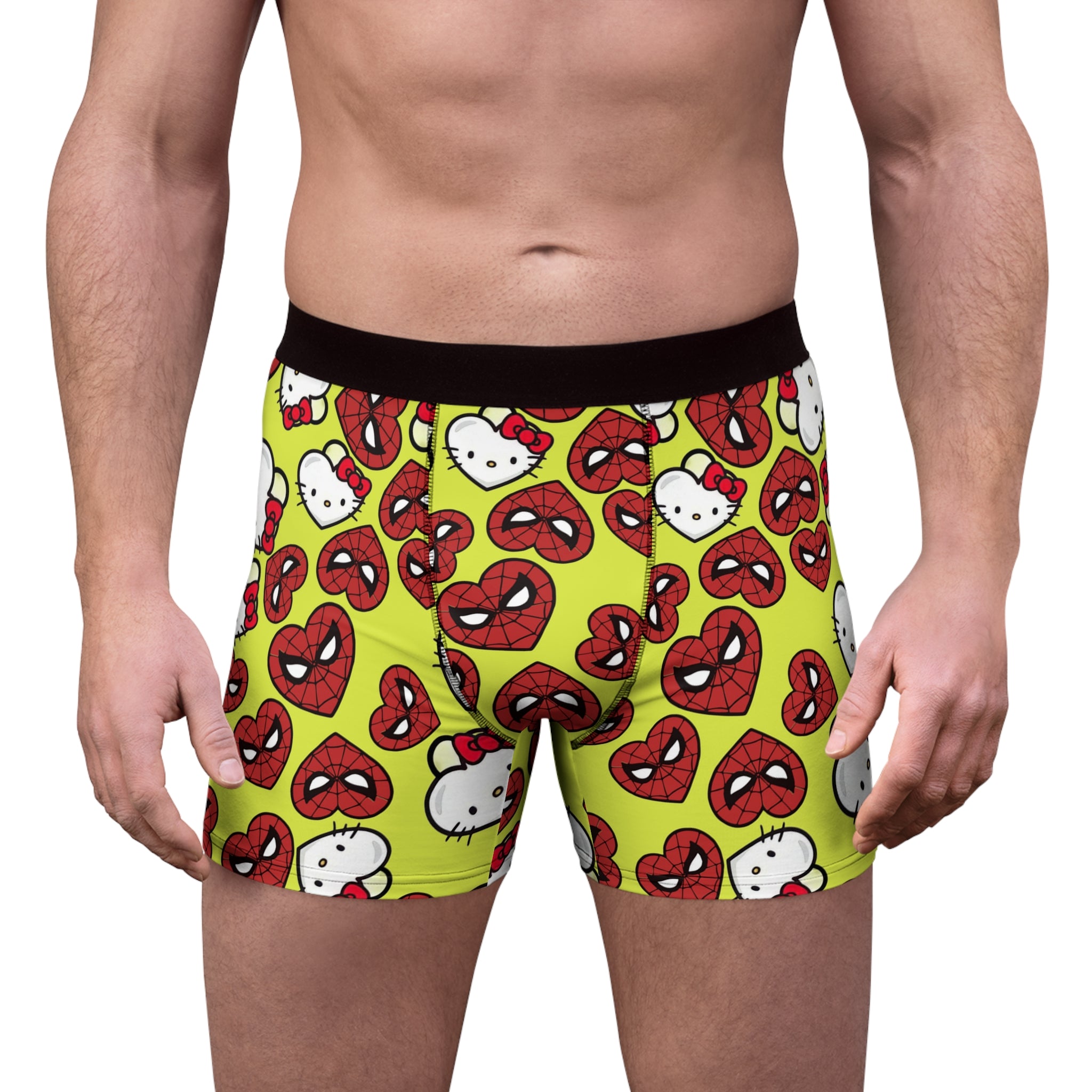 Men's boxer briefs spider kitty double hearts yellow